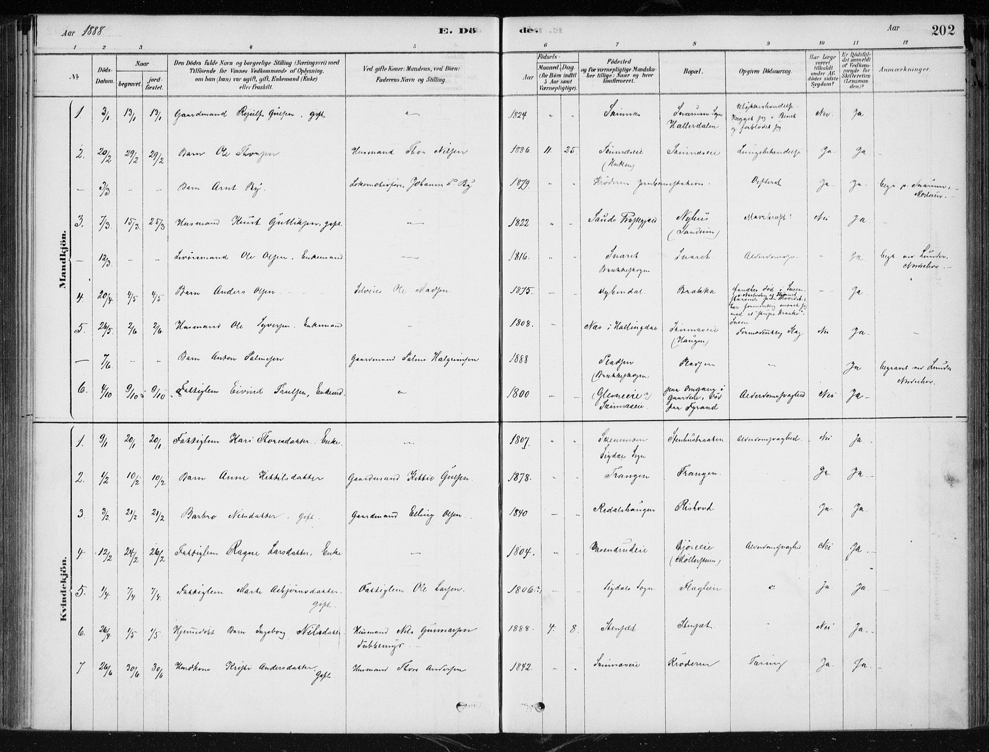 Krødsherad kirkebøker, SAKO/A-19/F/Fa/L0005: Parish register (official) no. 5, 1879-1888, p. 202
