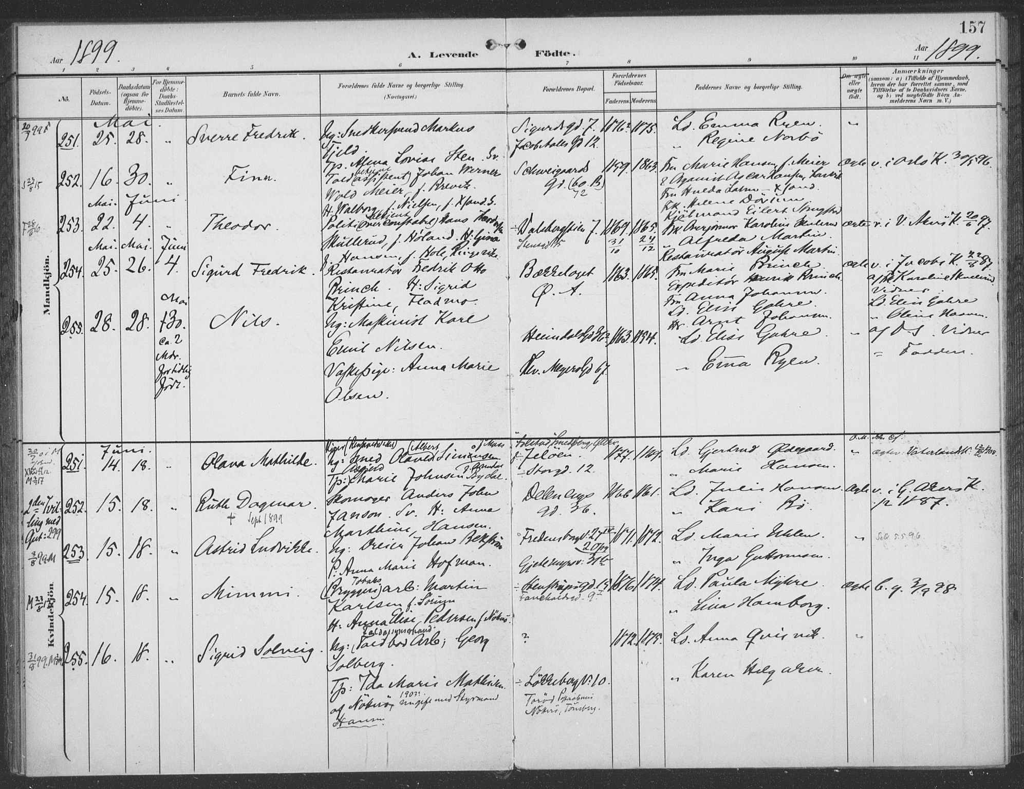 Rikshospitalet prestekontor Kirkebøker, SAO/A-10309b/F/L0011: Parish register (official) no. 11, 1898-1900, p. 157