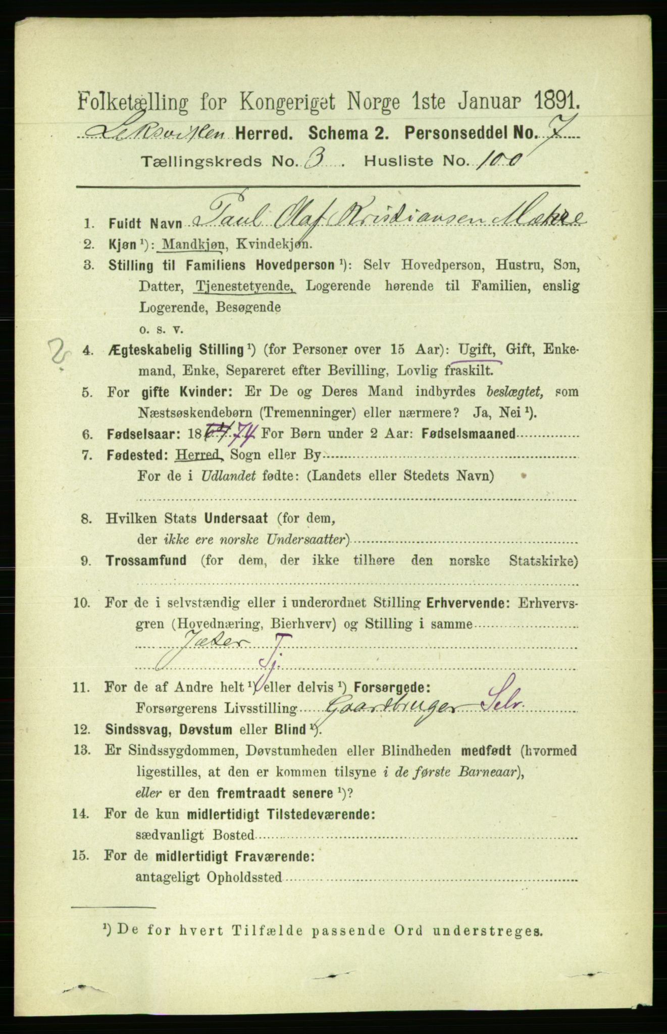 RA, 1891 census for 1718 Leksvik, 1891, p. 1802