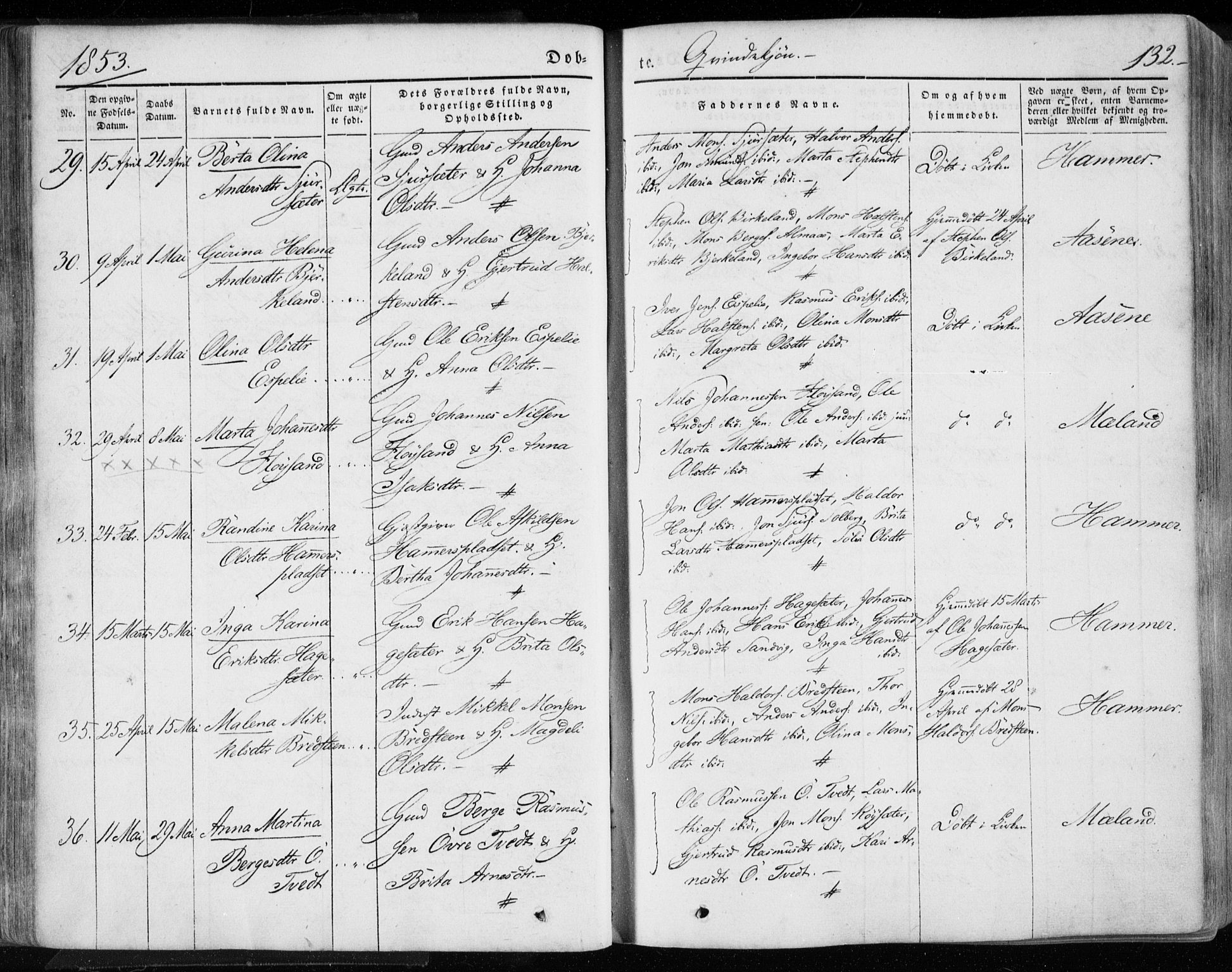 Hamre sokneprestembete, AV/SAB-A-75501/H/Ha/Haa/Haaa/L0013: Parish register (official) no. A 13, 1846-1857, p. 132