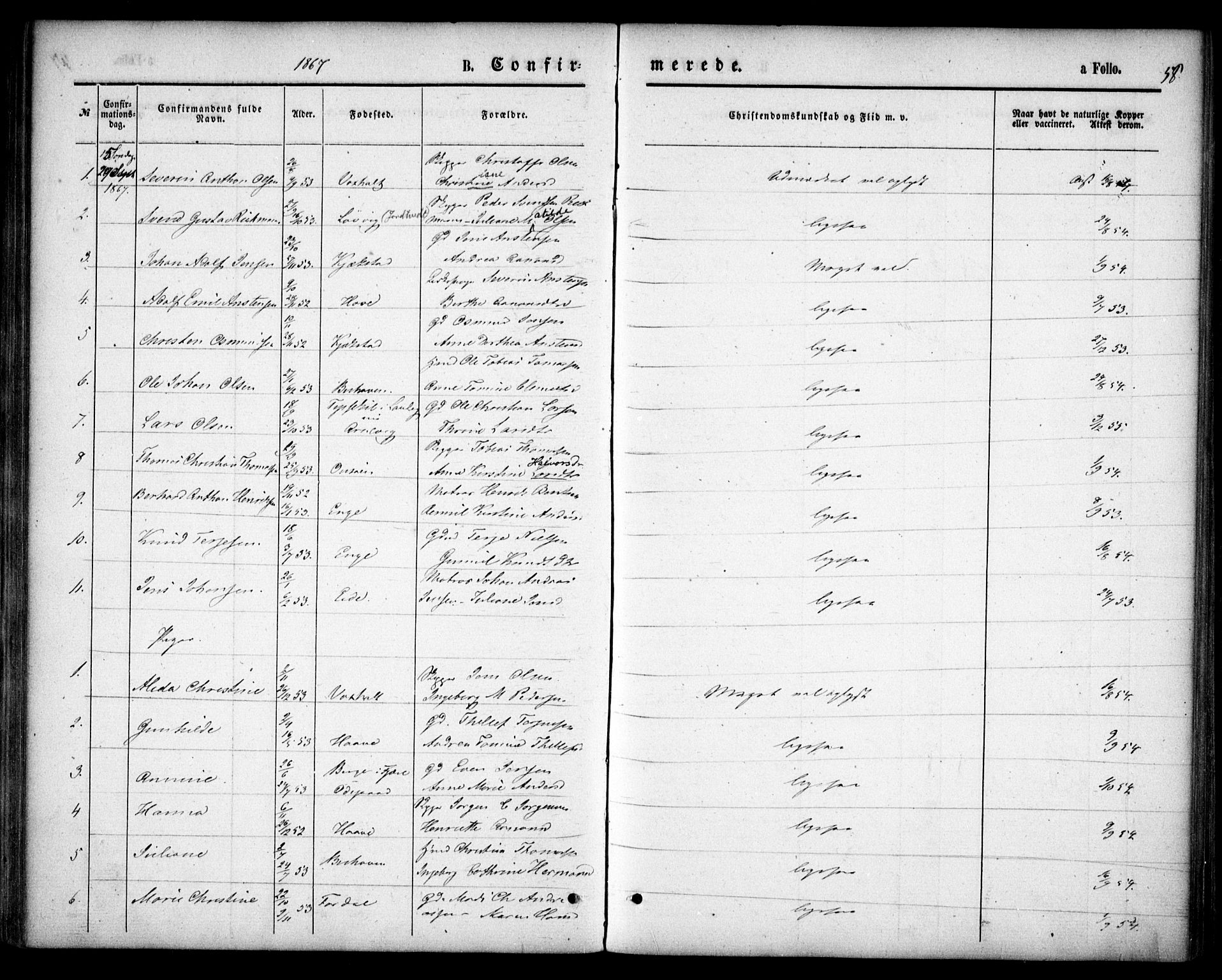 Hommedal sokneprestkontor, AV/SAK-1111-0023/F/Fa/Faa/L0002: Parish register (official) no. A 2, 1861-1884, p. 58