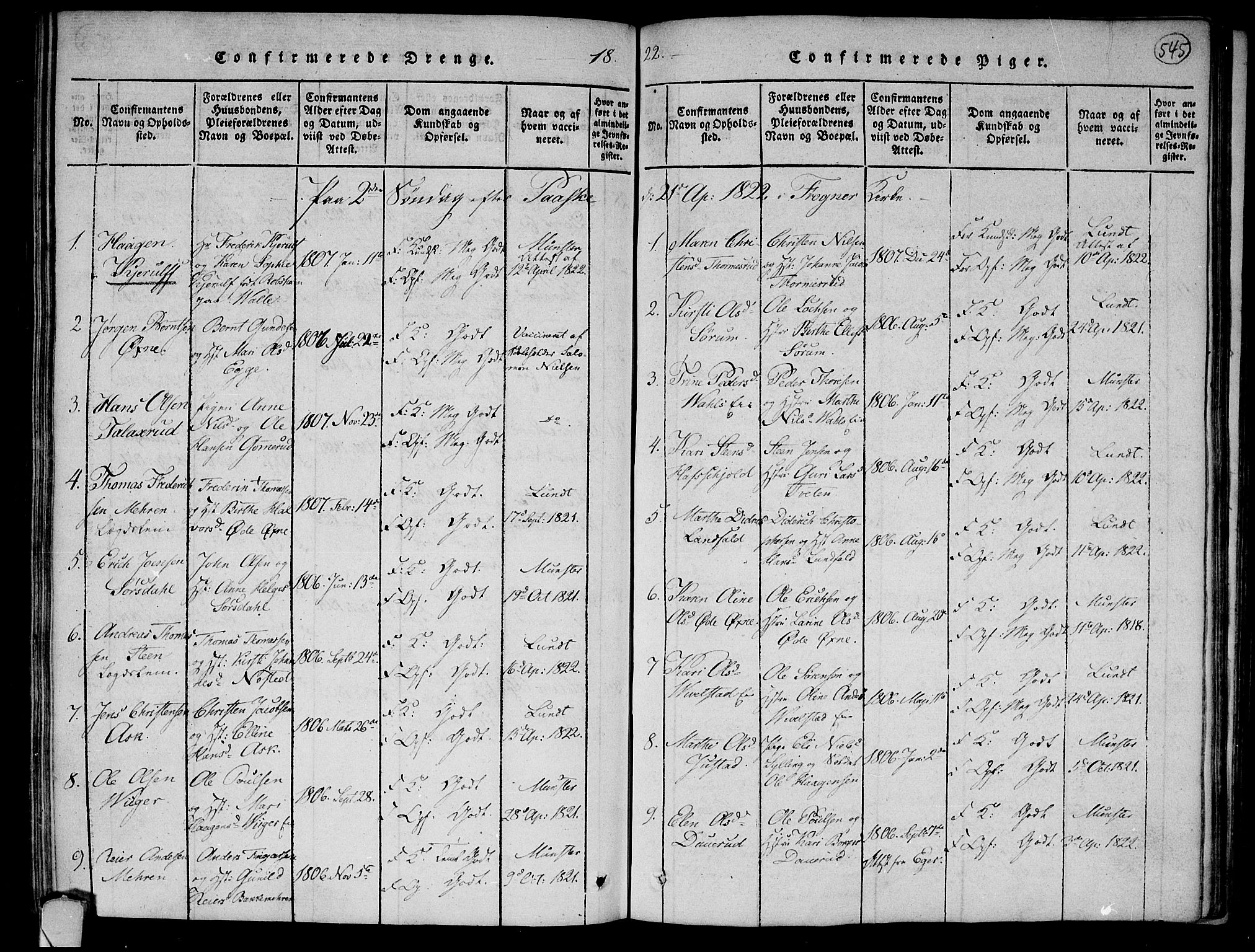 Lier kirkebøker, AV/SAKO-A-230/F/Fa/L0008: Parish register (official) no. I 8, 1813-1825, p. 544-545