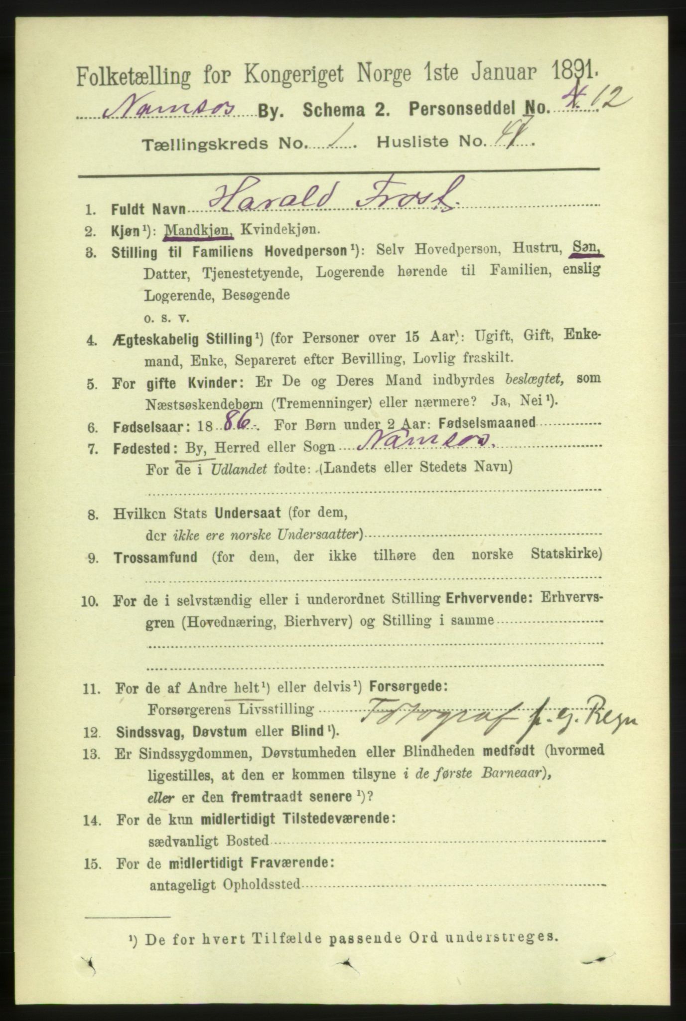 RA, 1891 census for 1703 Namsos, 1891, p. 393