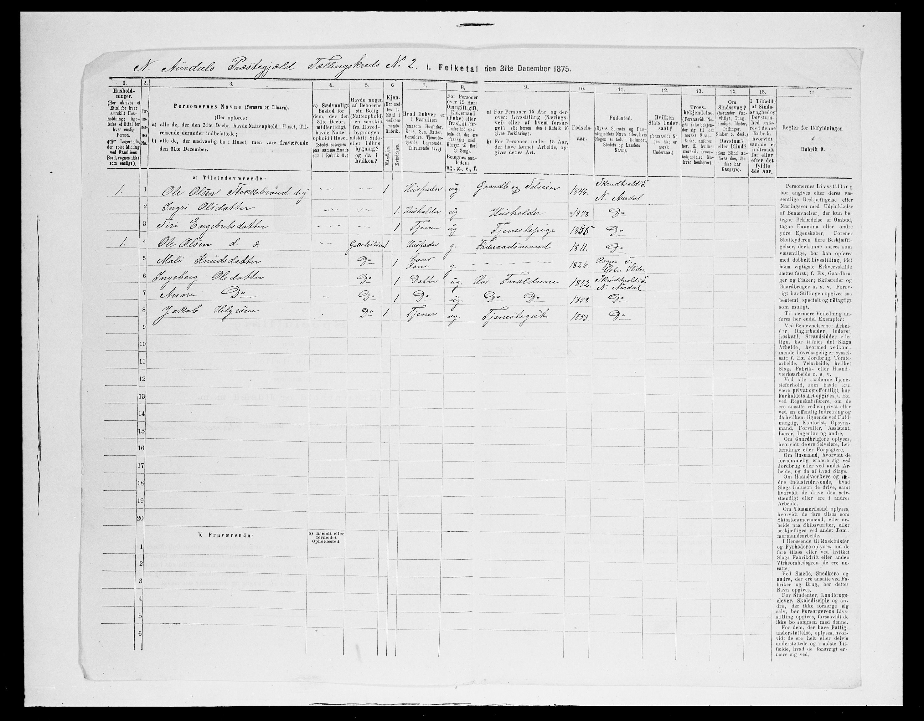 SAH, 1875 census for 0542P Nord-Aurdal, 1875, p. 337