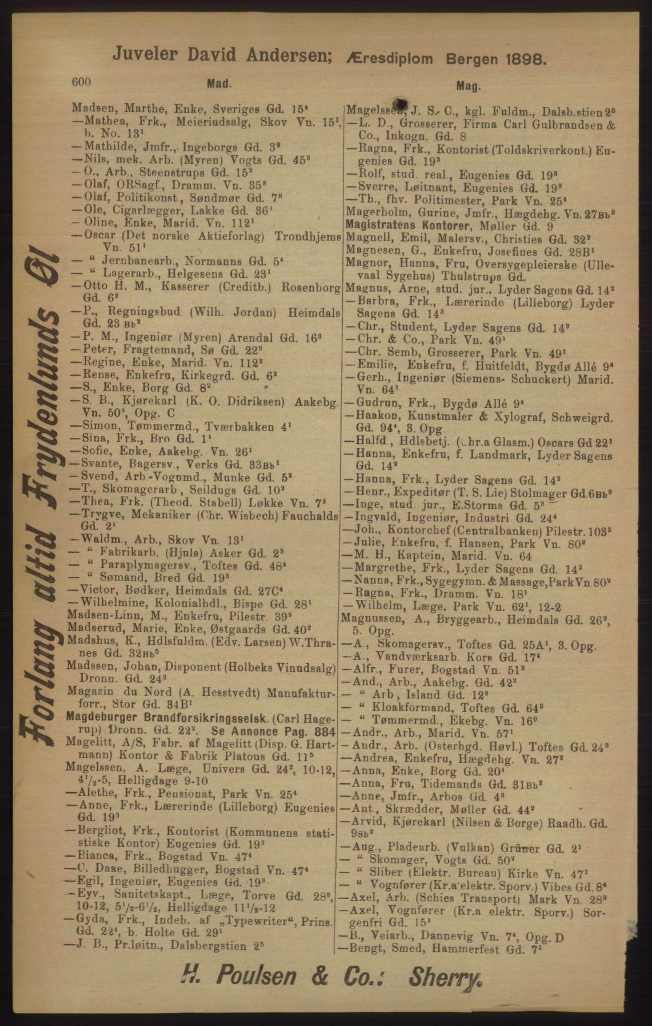 Kristiania/Oslo adressebok, PUBL/-, 1905, p. 600