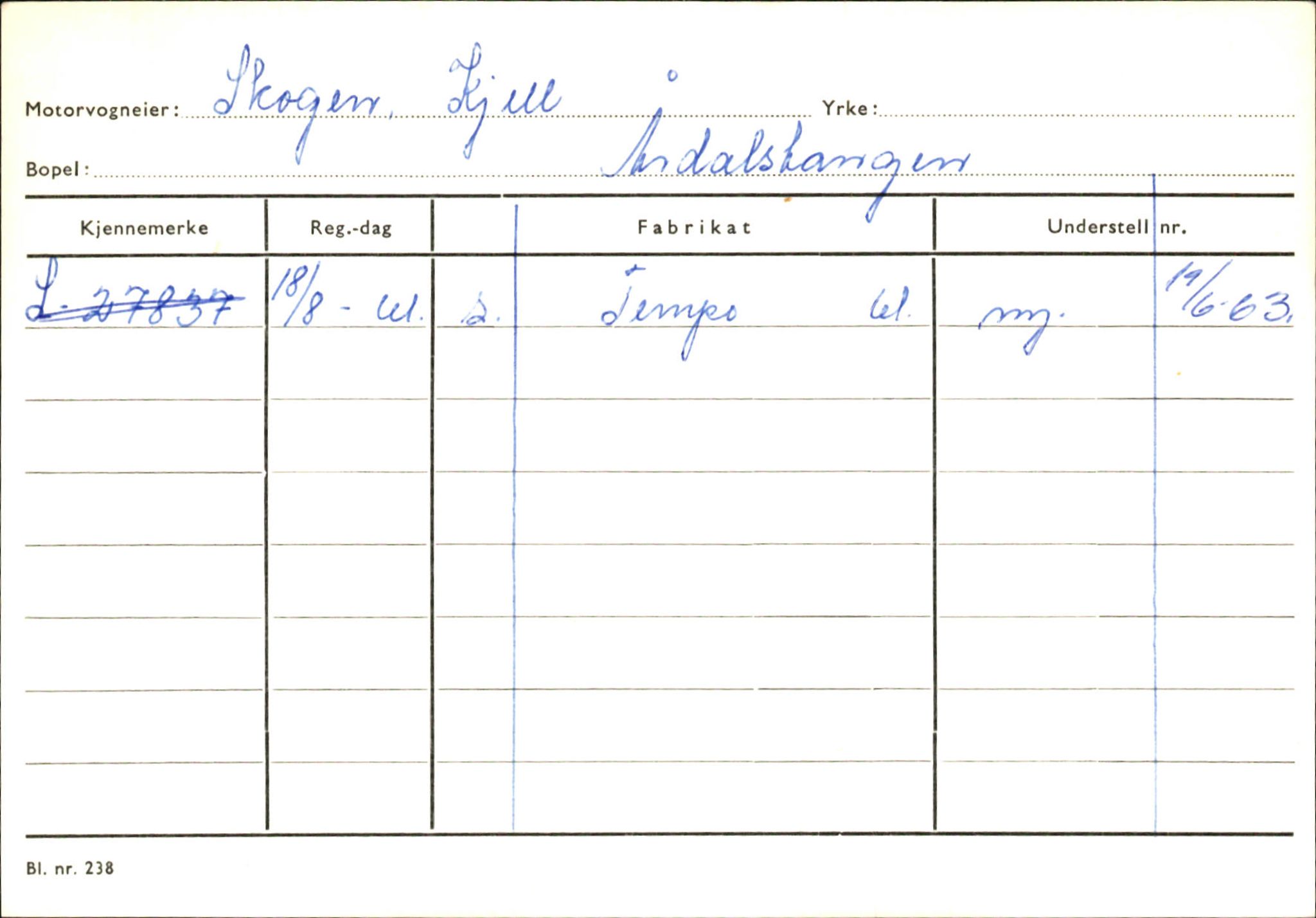 Statens vegvesen, Sogn og Fjordane vegkontor, SAB/A-5301/4/F/L0146: Registerkort Årdal R-Å samt diverse kort, 1945-1975, p. 410