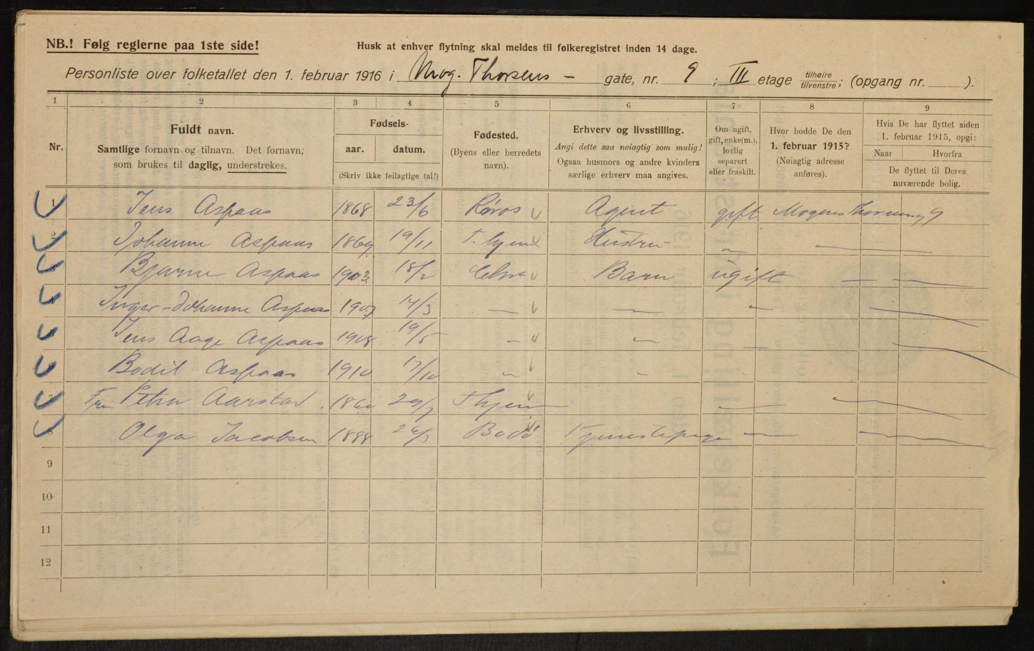 OBA, Municipal Census 1916 for Kristiania, 1916, p. 67264