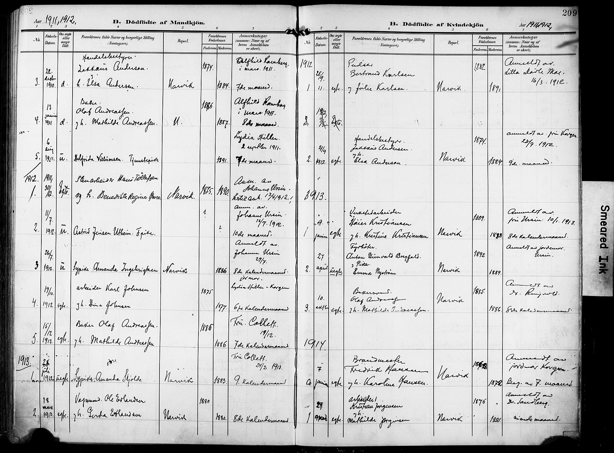 Ministerialprotokoller, klokkerbøker og fødselsregistre - Nordland, AV/SAT-A-1459/871/L0994: Parish register (official) no. 871A10, 1902-1910, p. 209