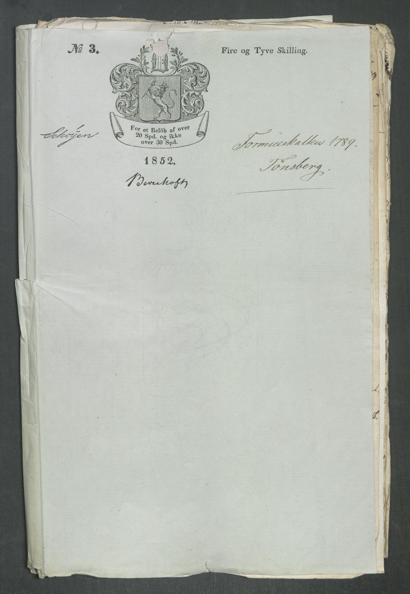 Rentekammeret inntil 1814, Reviderte regnskaper, Mindre regnskaper, RA/EA-4068/Rf/Rfe/L0053: Trondheim. Tønsberg, Valdres fogderi, 1789, p. 257