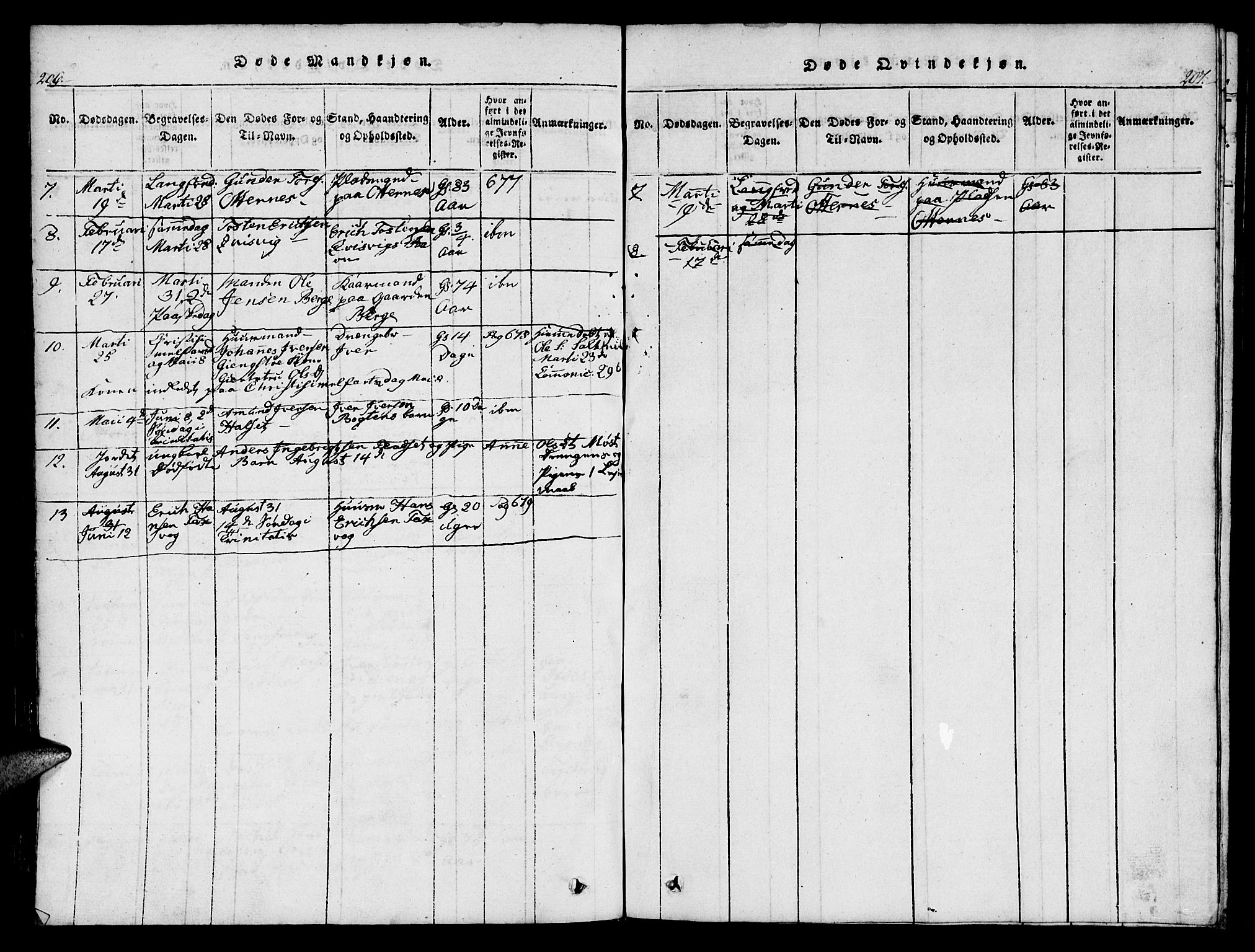 Ministerialprotokoller, klokkerbøker og fødselsregistre - Møre og Romsdal, AV/SAT-A-1454/573/L0873: Parish register (copy) no. 573C01, 1819-1834, p. 206-207