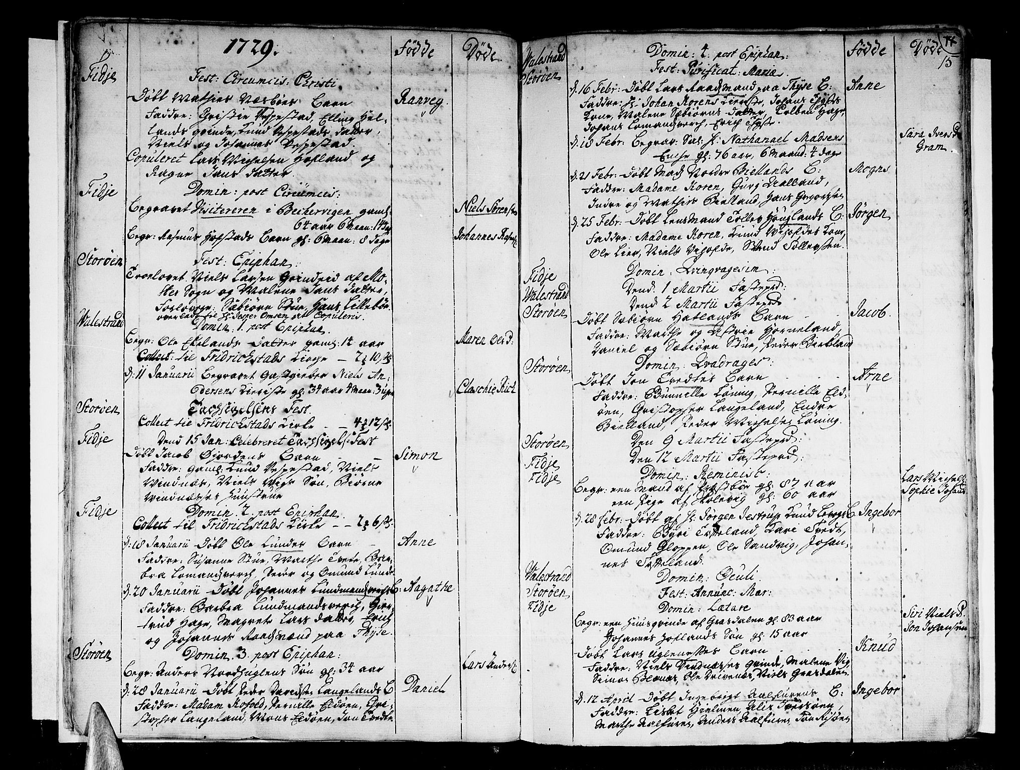 Stord sokneprestembete, AV/SAB-A-78201/H/Haa: Parish register (official) no. A 1, 1725-1744, p. 15
