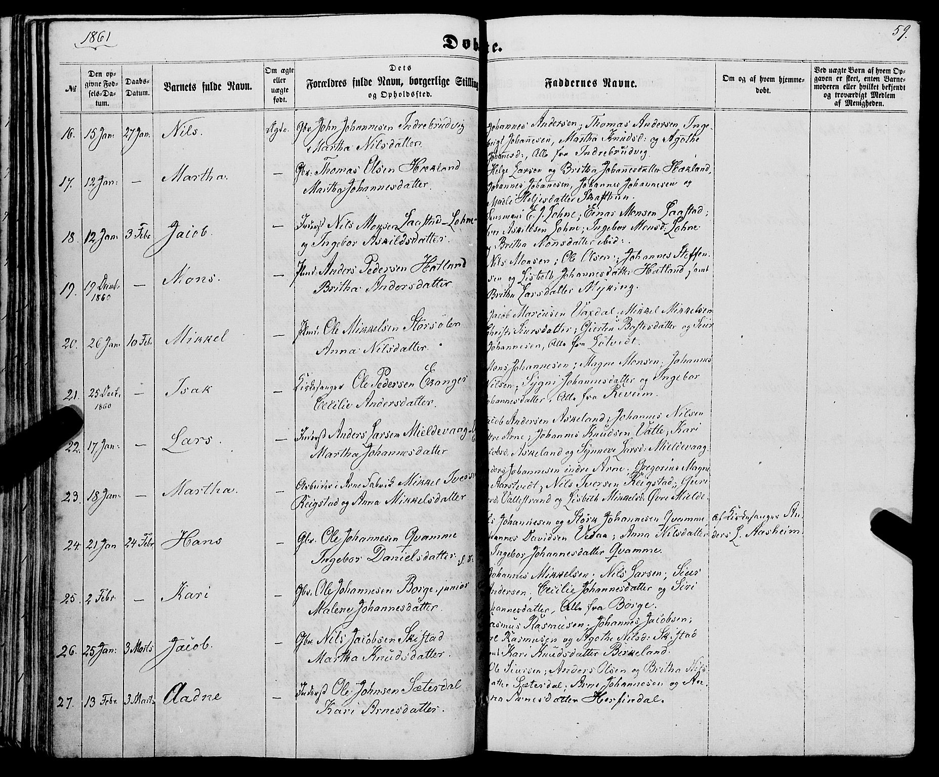 Haus sokneprestembete, AV/SAB-A-75601/H/Haa: Parish register (official) no. A 17, 1858-1870, p. 59