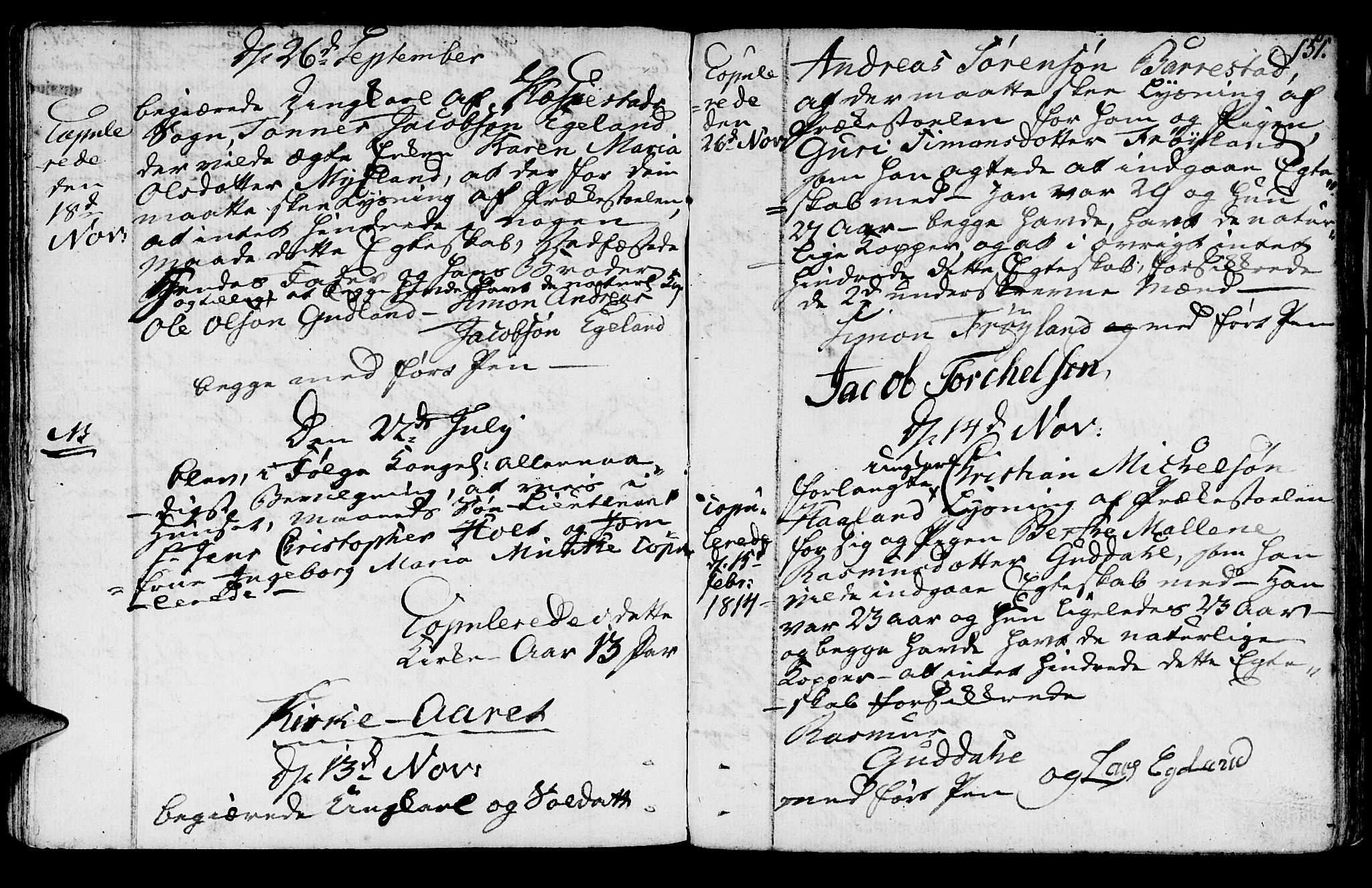 Sokndal sokneprestkontor, AV/SAST-A-101808: Parish register (official) no. A 5, 1806-1826, p. 151