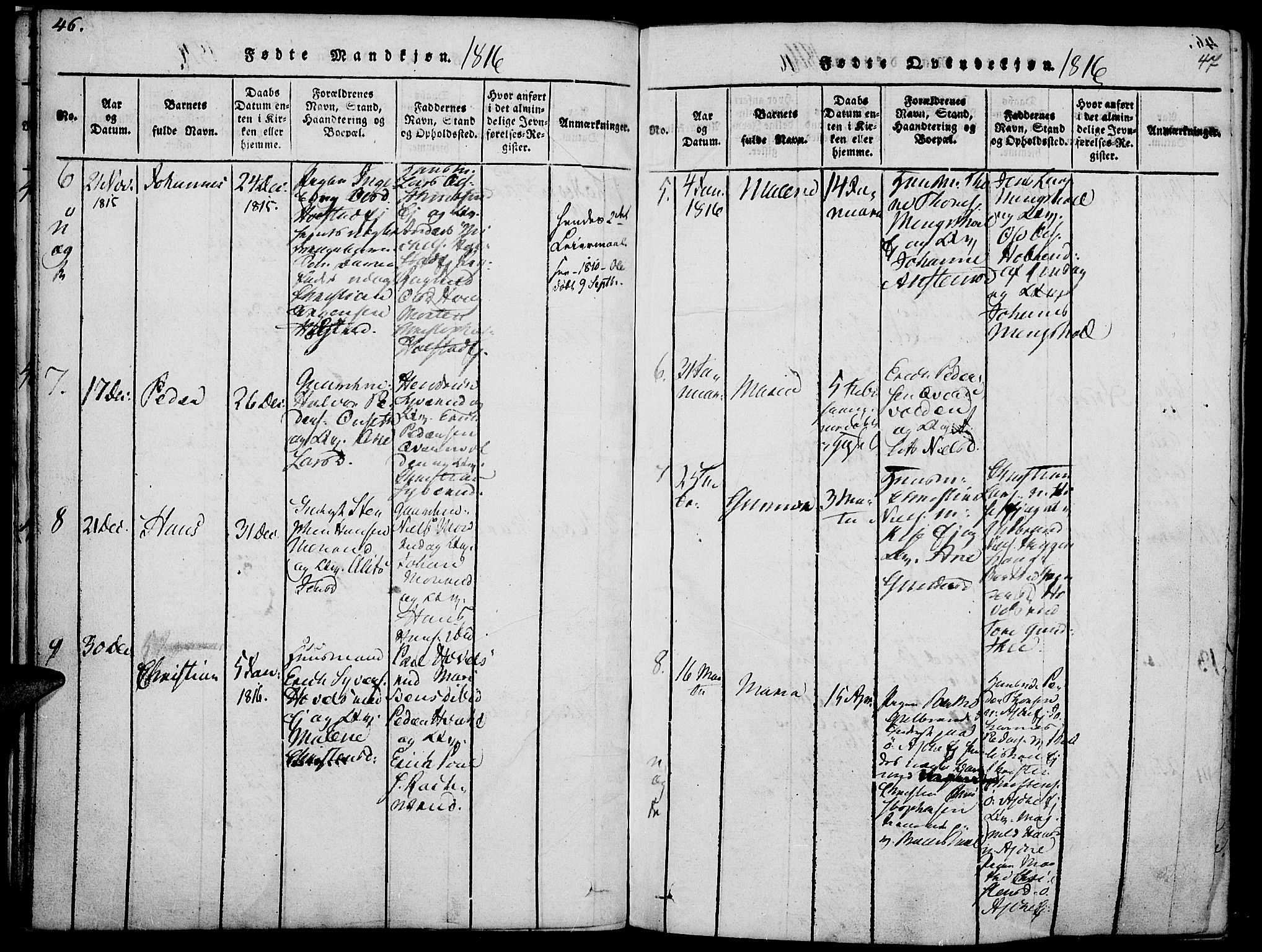 Nes prestekontor, Hedmark, AV/SAH-PREST-020/K/Ka/L0002: Parish register (official) no. 2, 1813-1827, p. 46-47