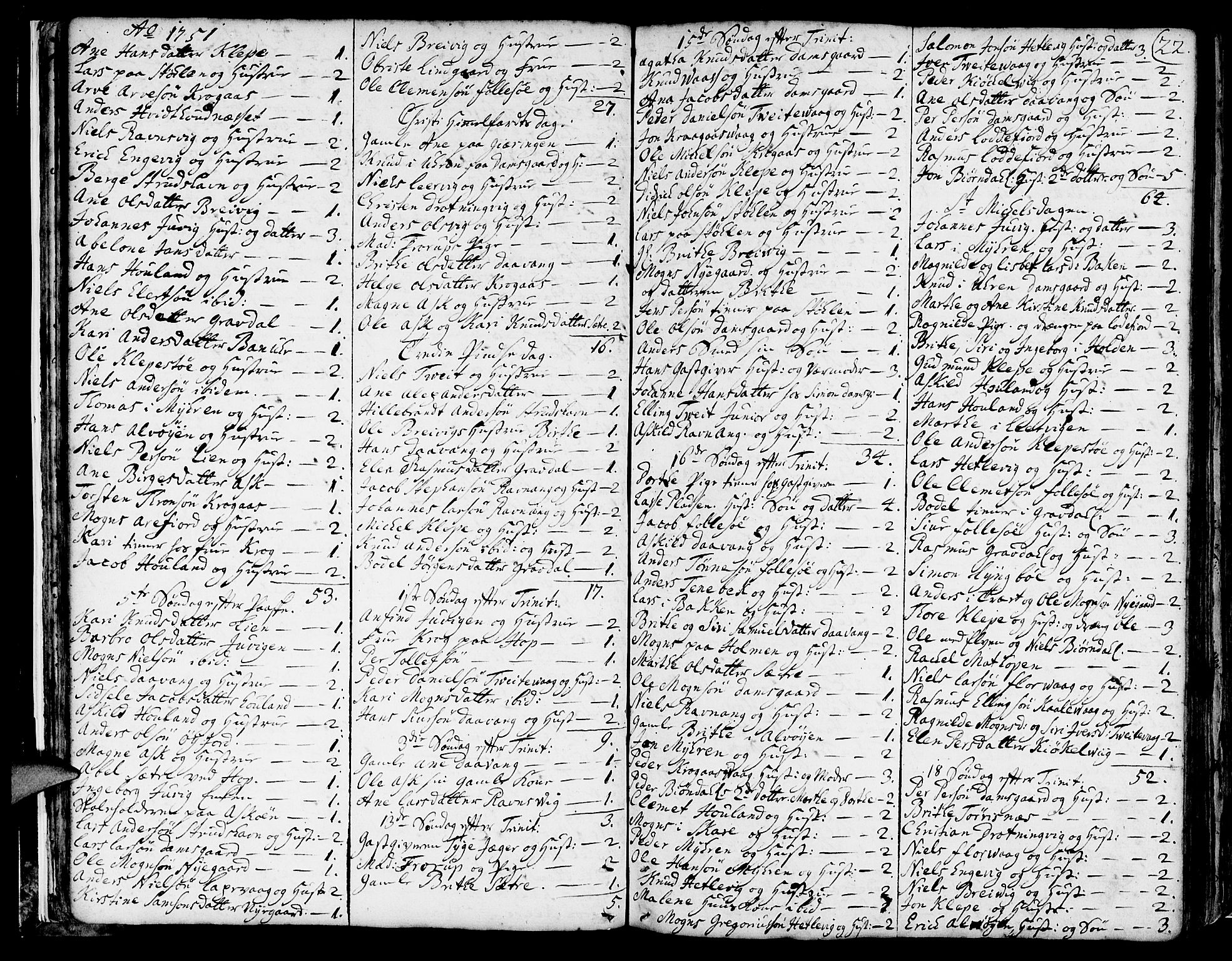 Askøy Sokneprestembete, AV/SAB-A-74101/H/Ha/Haa/Haaa/L0001: Parish register (official) no. A 1, 1742-1818, p. 22