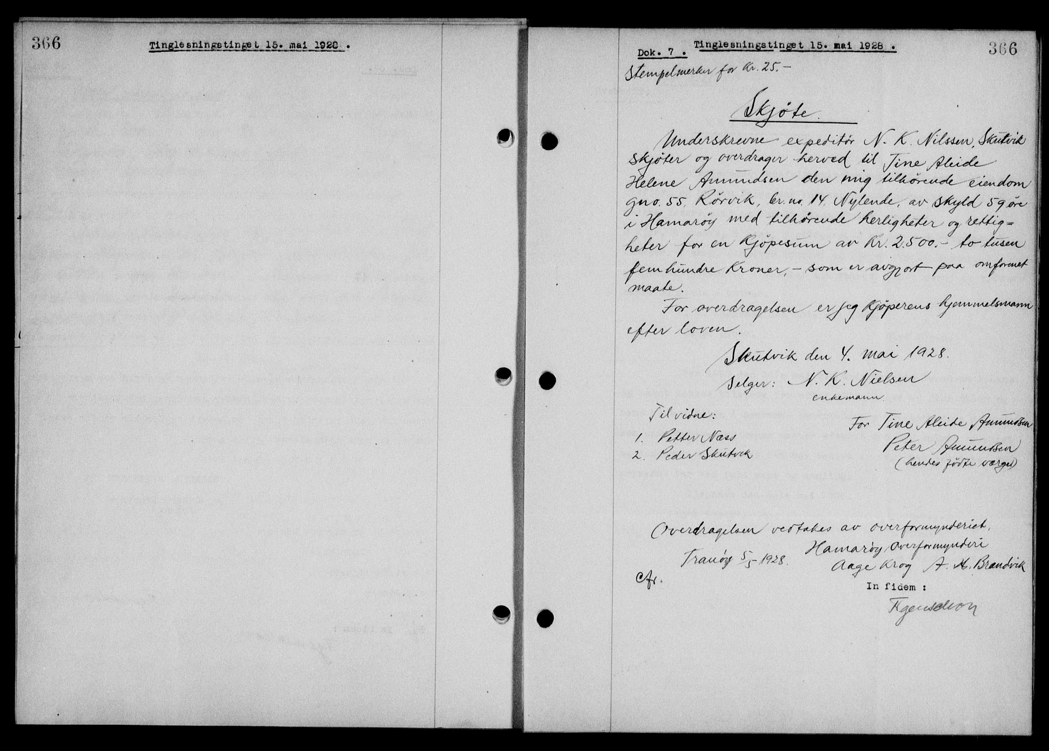 Steigen og Ofoten sorenskriveri, SAT/A-0030/1/2/2C/L0015/0002: Mortgage book no. 16 og 17-I, 1927-1928, Deed date: 15.05.1928