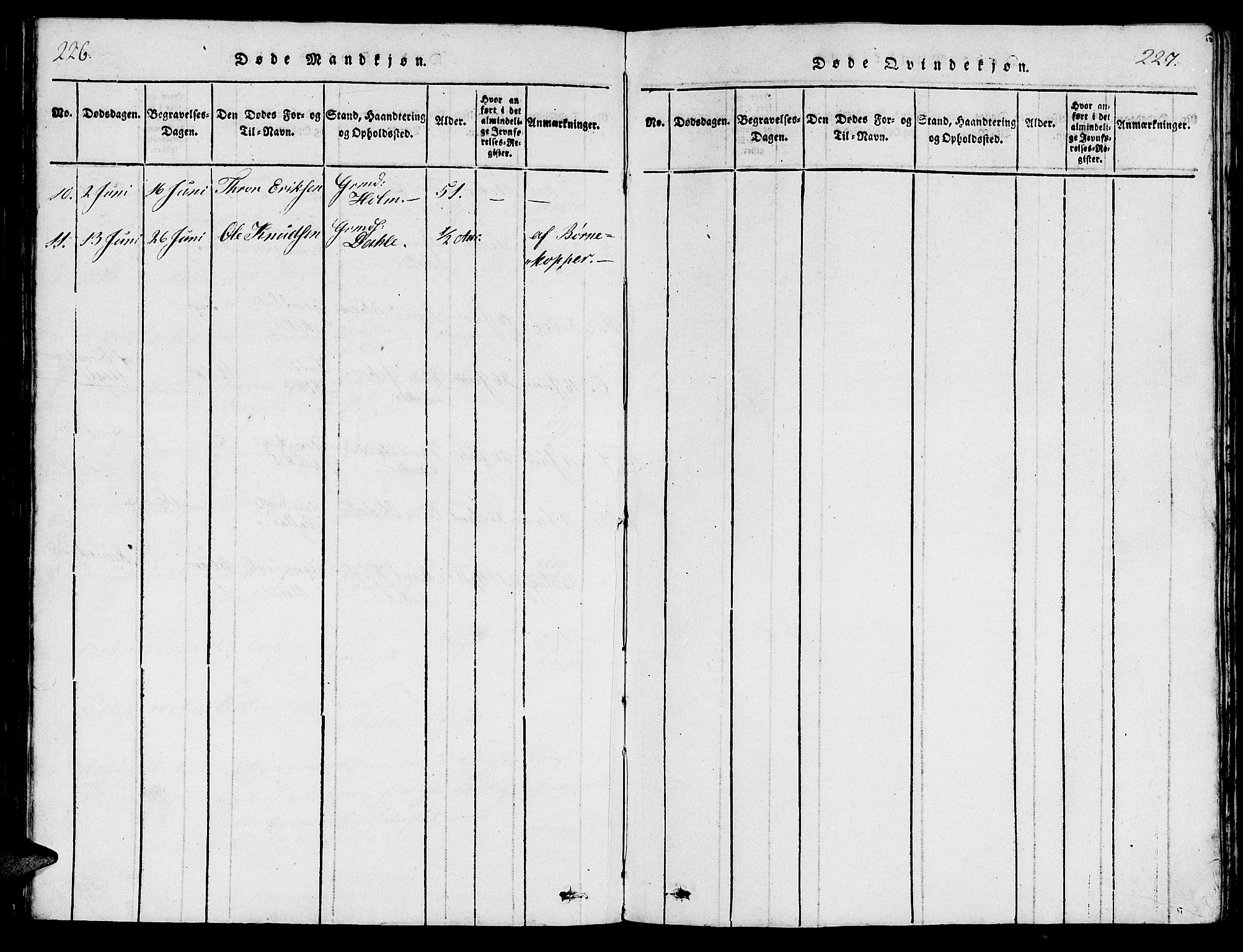 Ministerialprotokoller, klokkerbøker og fødselsregistre - Møre og Romsdal, AV/SAT-A-1454/547/L0610: Parish register (copy) no. 547C01, 1818-1839, p. 226-227