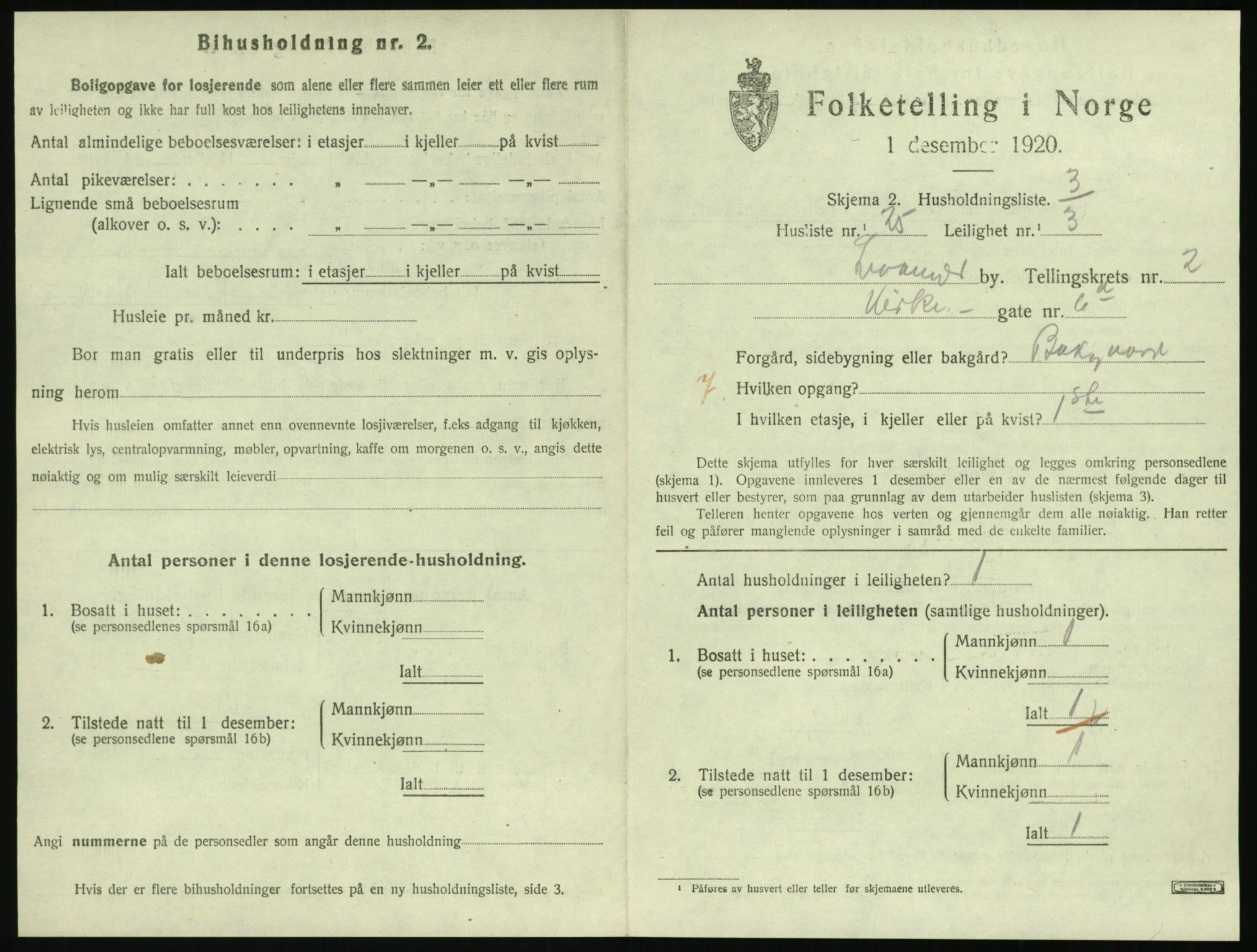 SAT, 1920 census for Levanger town, 1920, p. 906