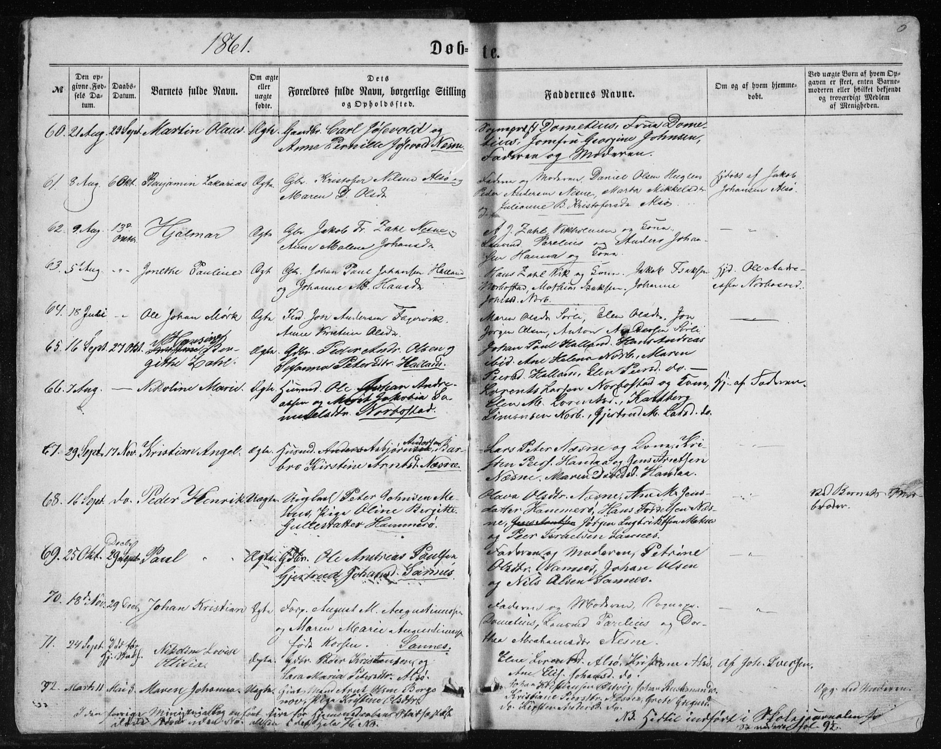 Ministerialprotokoller, klokkerbøker og fødselsregistre - Nordland, AV/SAT-A-1459/838/L0556: Parish register (copy) no. 838C03, 1861-1893, p. 6