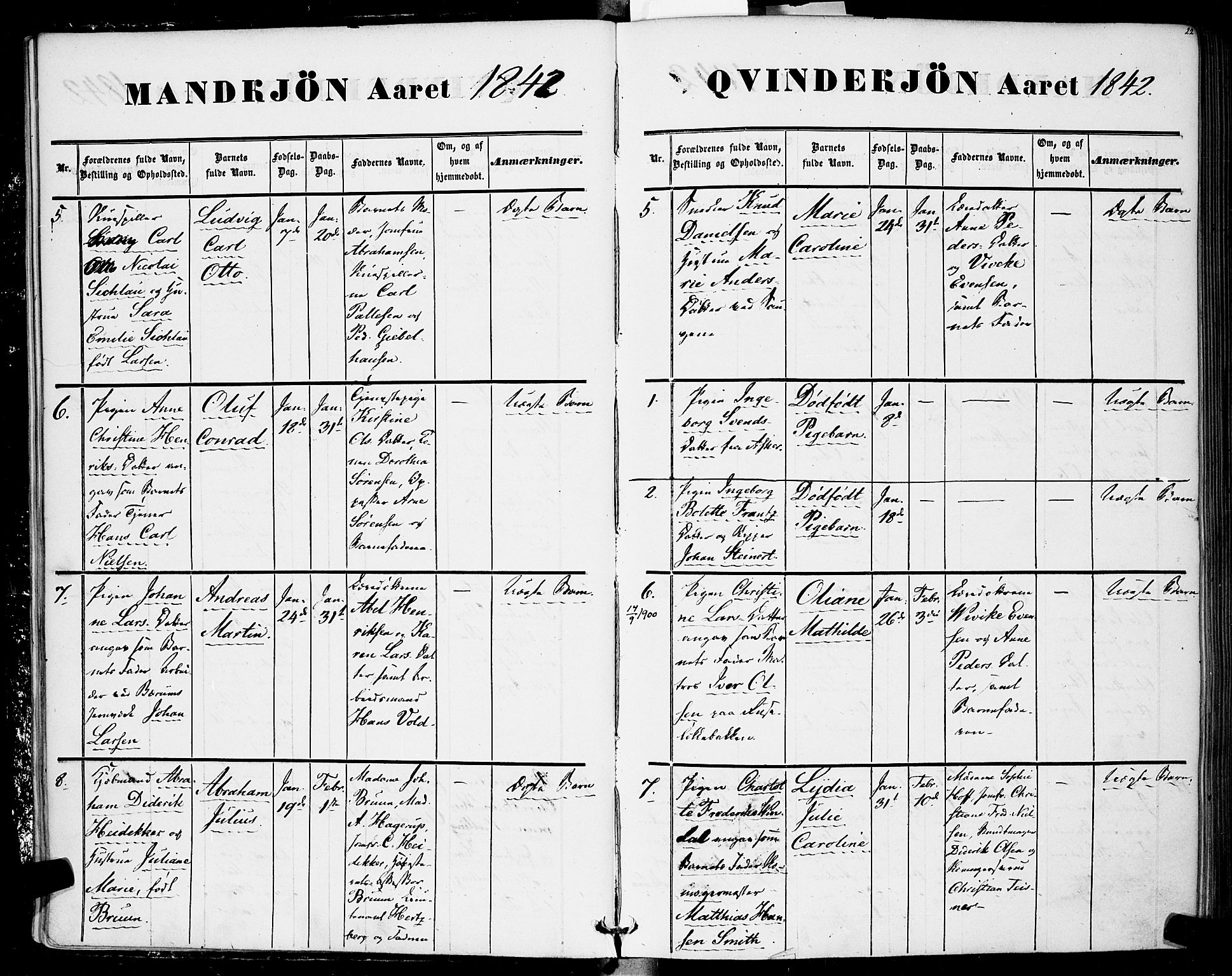 Rikshospitalet prestekontor Kirkebøker, AV/SAO-A-10309b/F/L0003: Parish register (official) no. 3, 1841-1853, p. 22