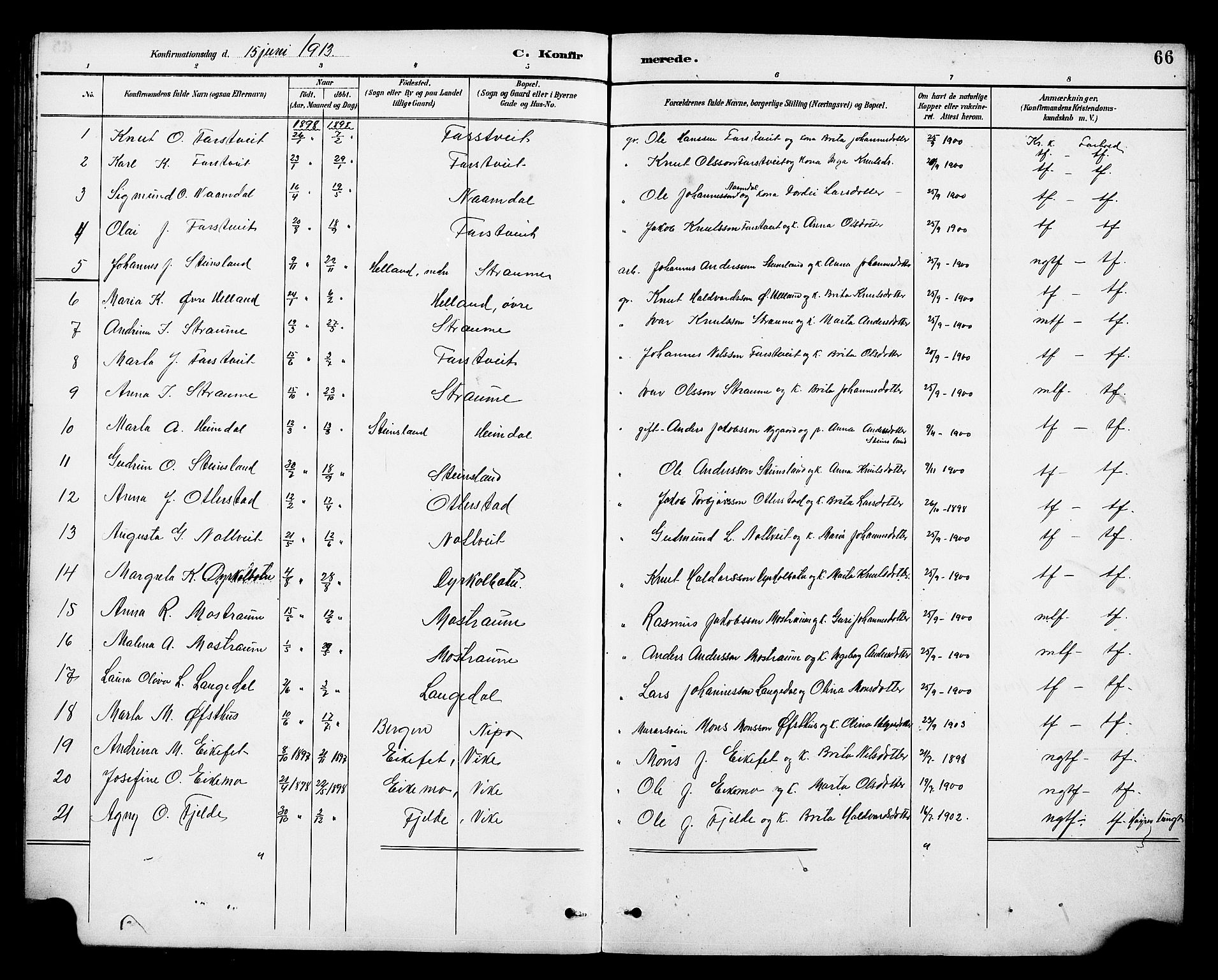Osterfjorden Soknepresembete, SAB/A-77301: Parish register (copy) no. B 2, 1891-1922, p. 66