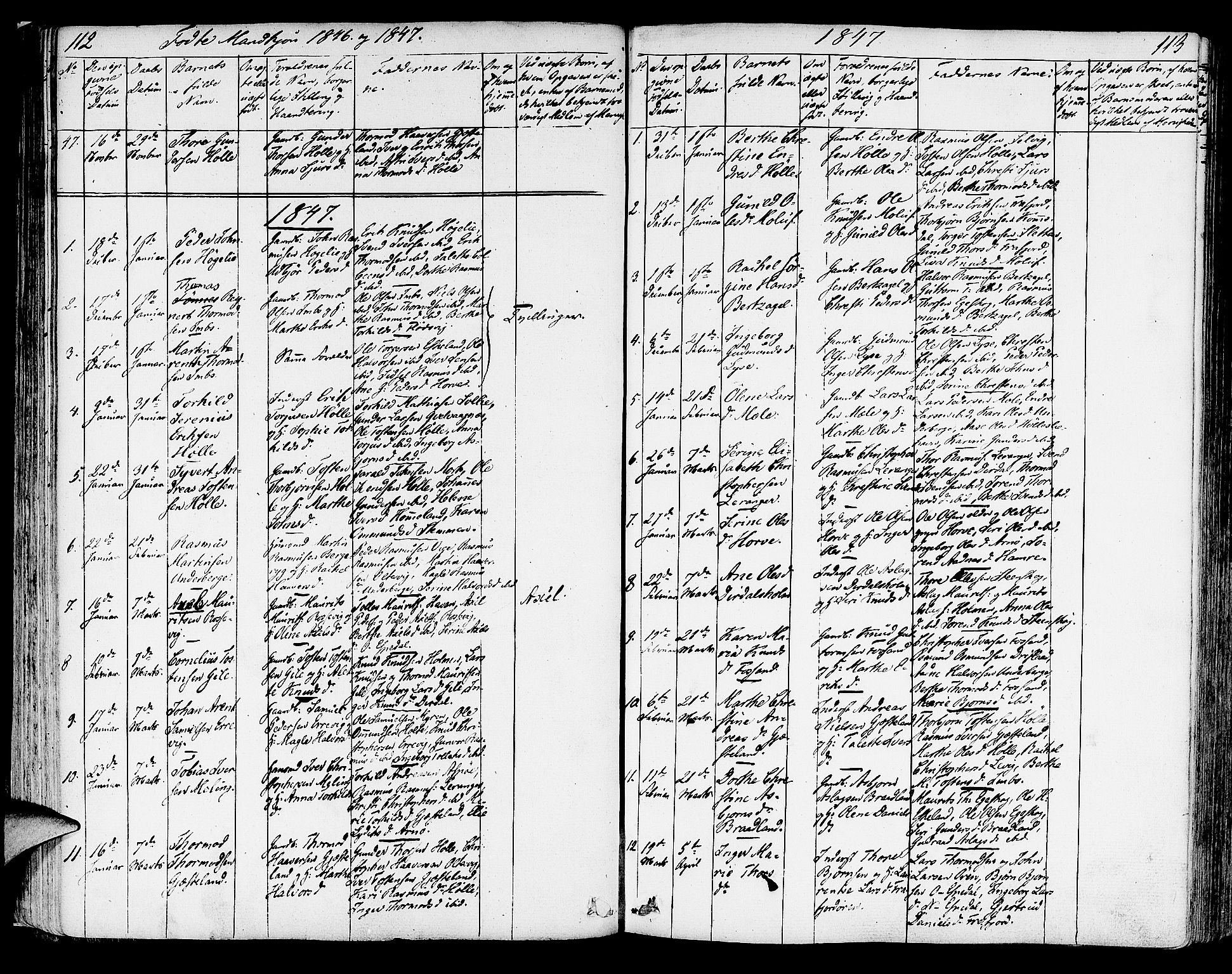 Strand sokneprestkontor, SAST/A-101828/H/Ha/Haa/L0005: Parish register (official) no. A 5, 1833-1854, p. 112-113