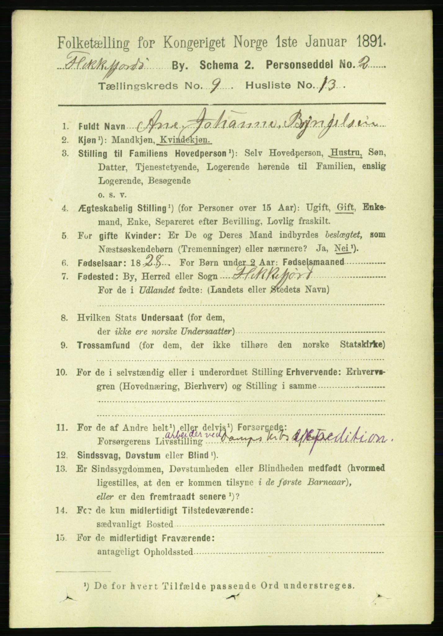 RA, 1891 census for 1004 Flekkefjord, 1891, p. 1529