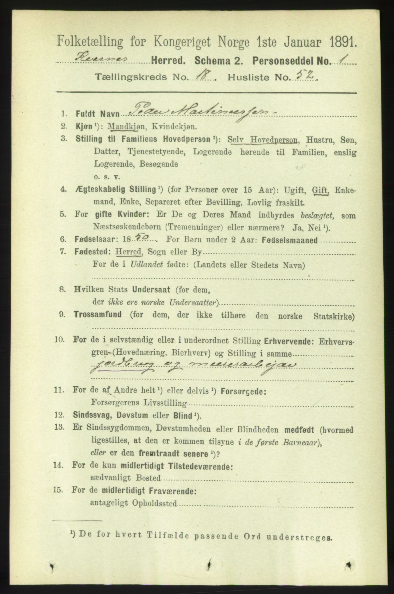 RA, 1891 census for 1553 Kvernes, 1891, p. 8083