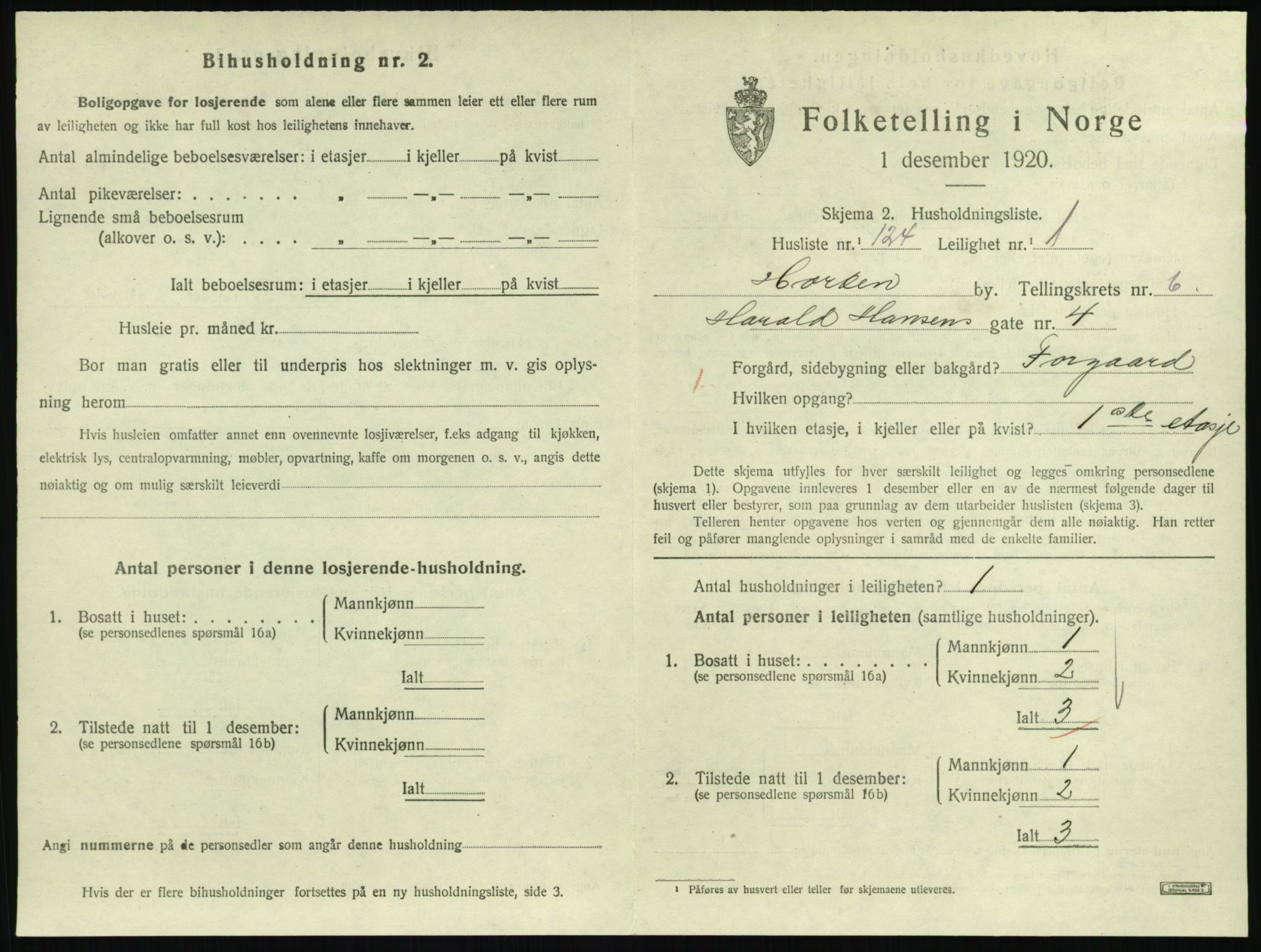 SAKO, 1920 census for Horten, 1920, p. 6865