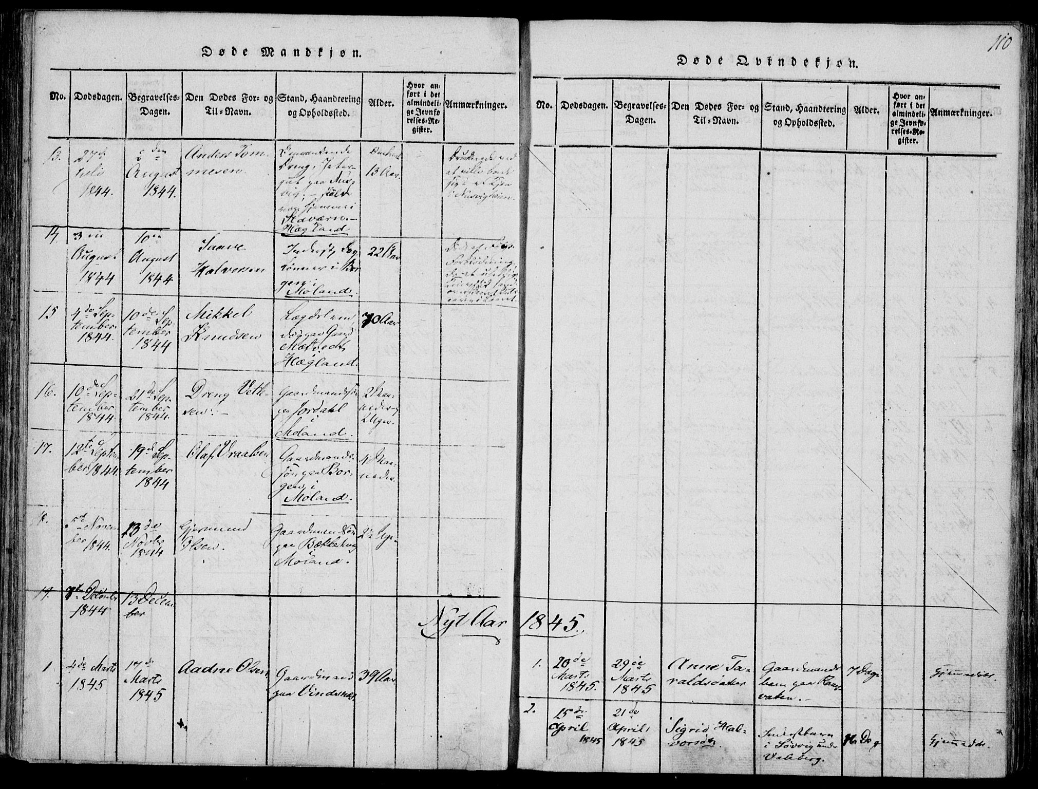 Fyresdal kirkebøker, SAKO/A-263/F/Fa/L0004: Parish register (official) no. I 4, 1815-1854, p. 110