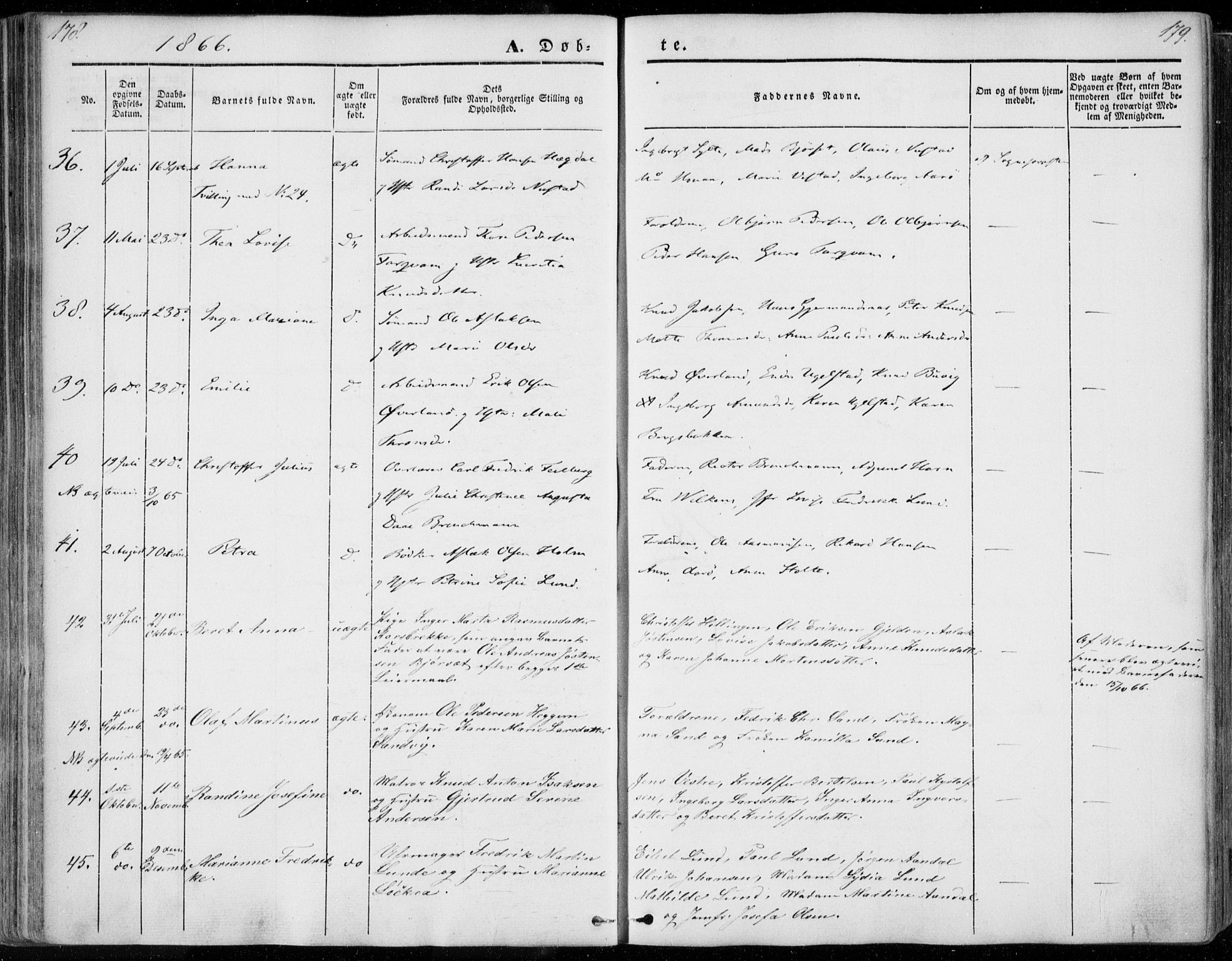 Ministerialprotokoller, klokkerbøker og fødselsregistre - Møre og Romsdal, SAT/A-1454/558/L0689: Parish register (official) no. 558A03, 1843-1872, p. 178-179