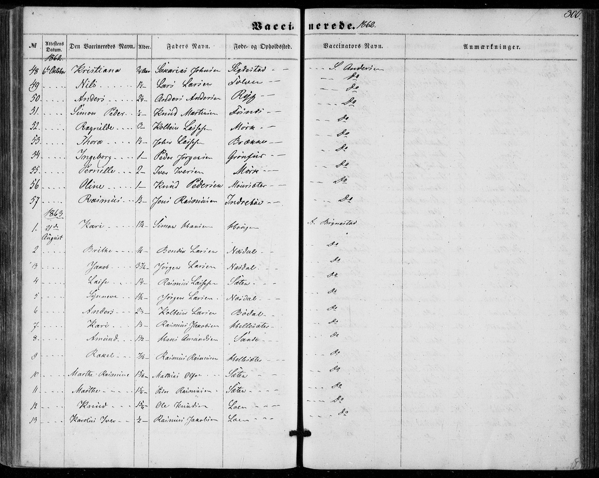 Stryn Sokneprestembete, SAB/A-82501: Parish register (official) no. A 3, 1862-1877, p. 300