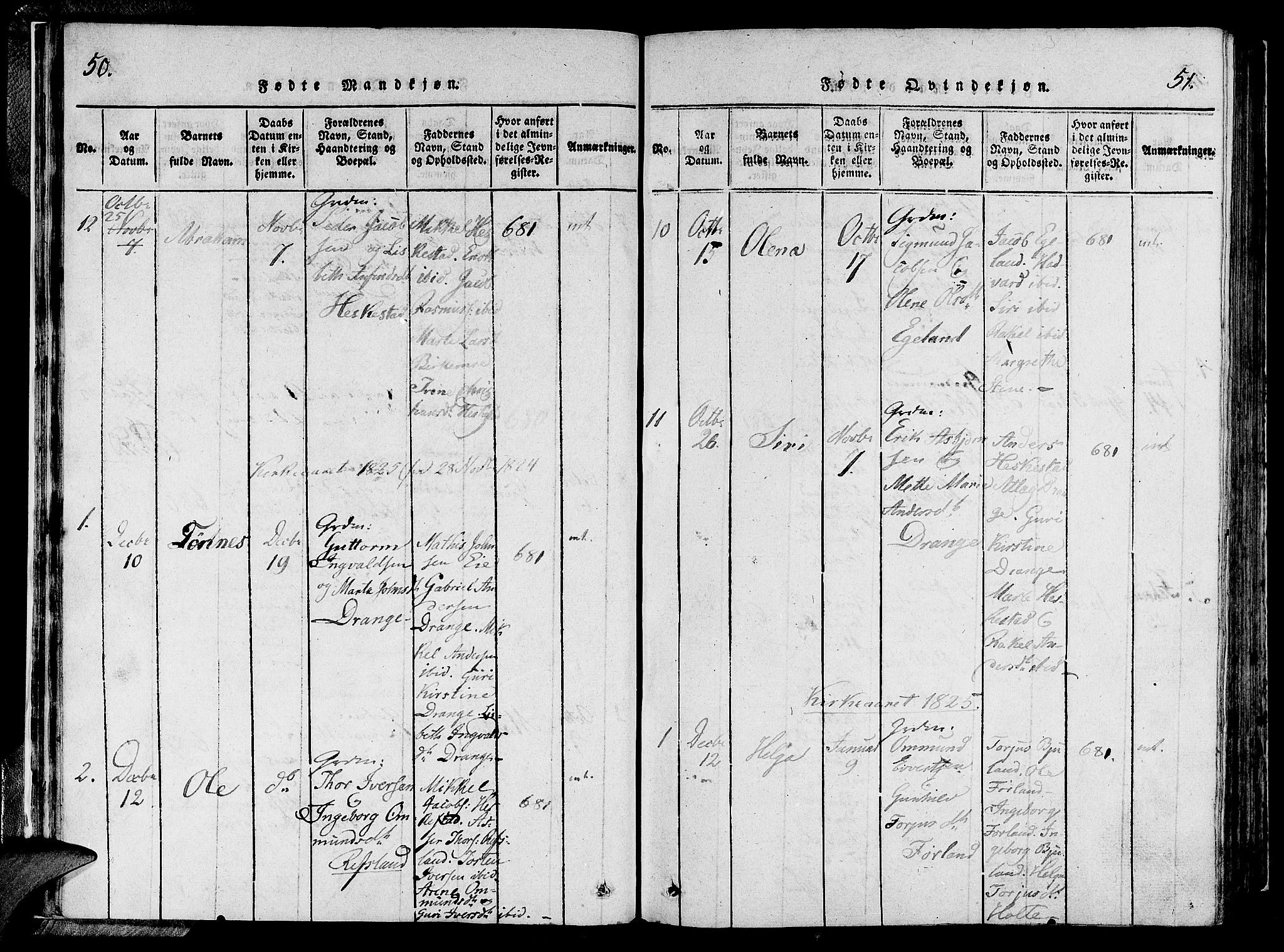 Lund sokneprestkontor, SAST/A-101809/S06/L0006: Parish register (official) no. A 6, 1816-1839, p. 50-51