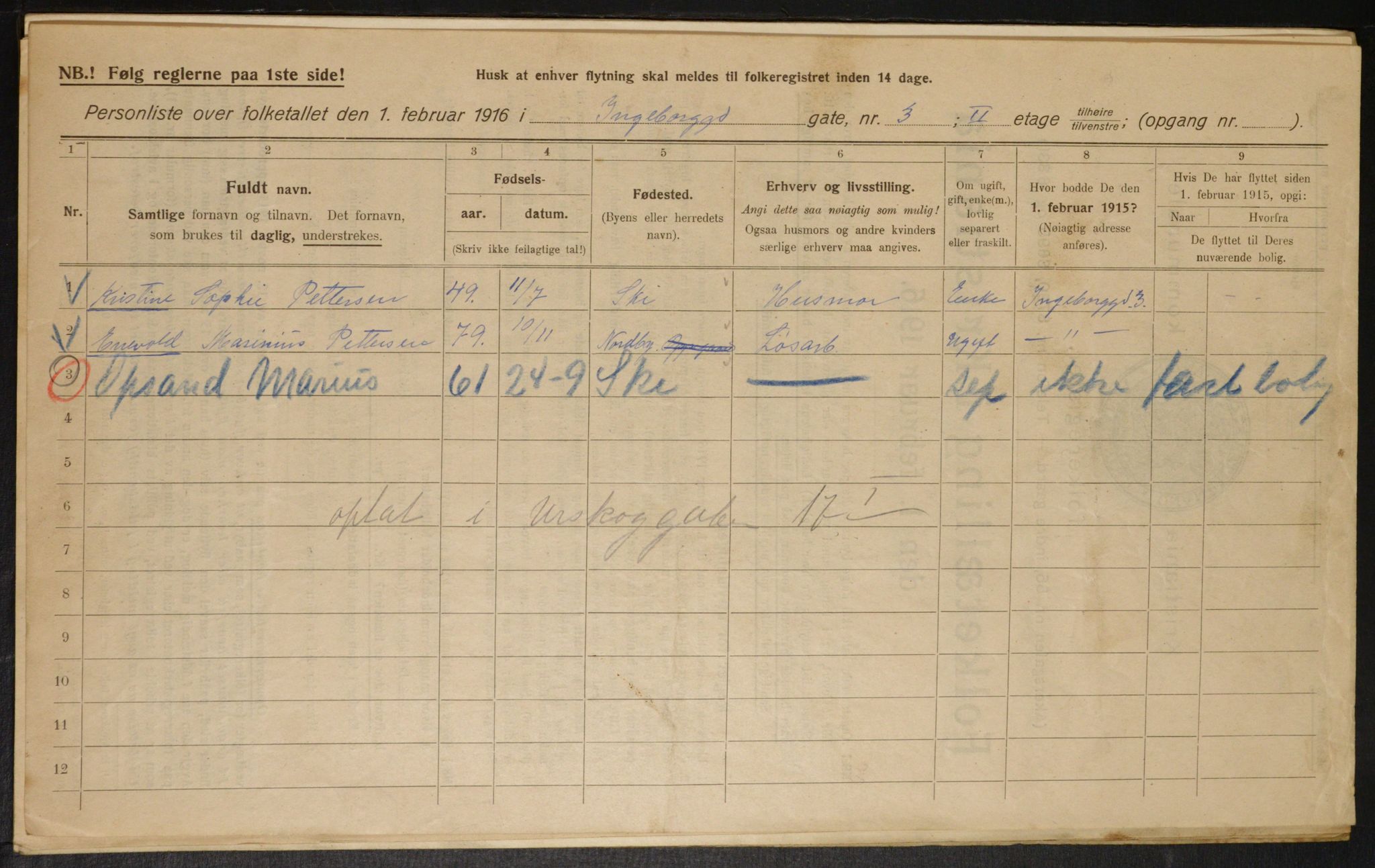 OBA, Municipal Census 1916 for Kristiania, 1916, p. 44680