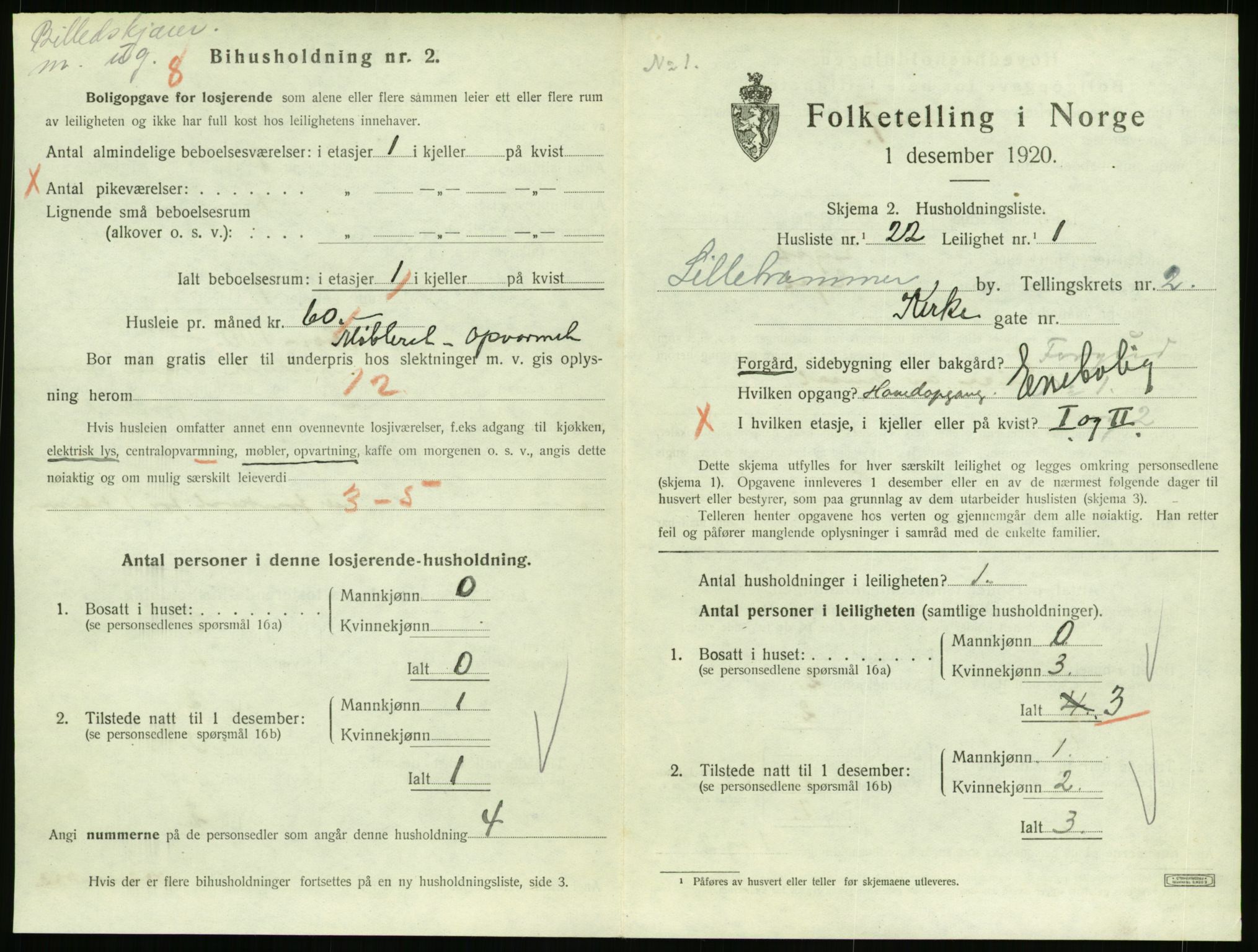 SAH, 1920 census for Lillehammer, 1920, p. 1592