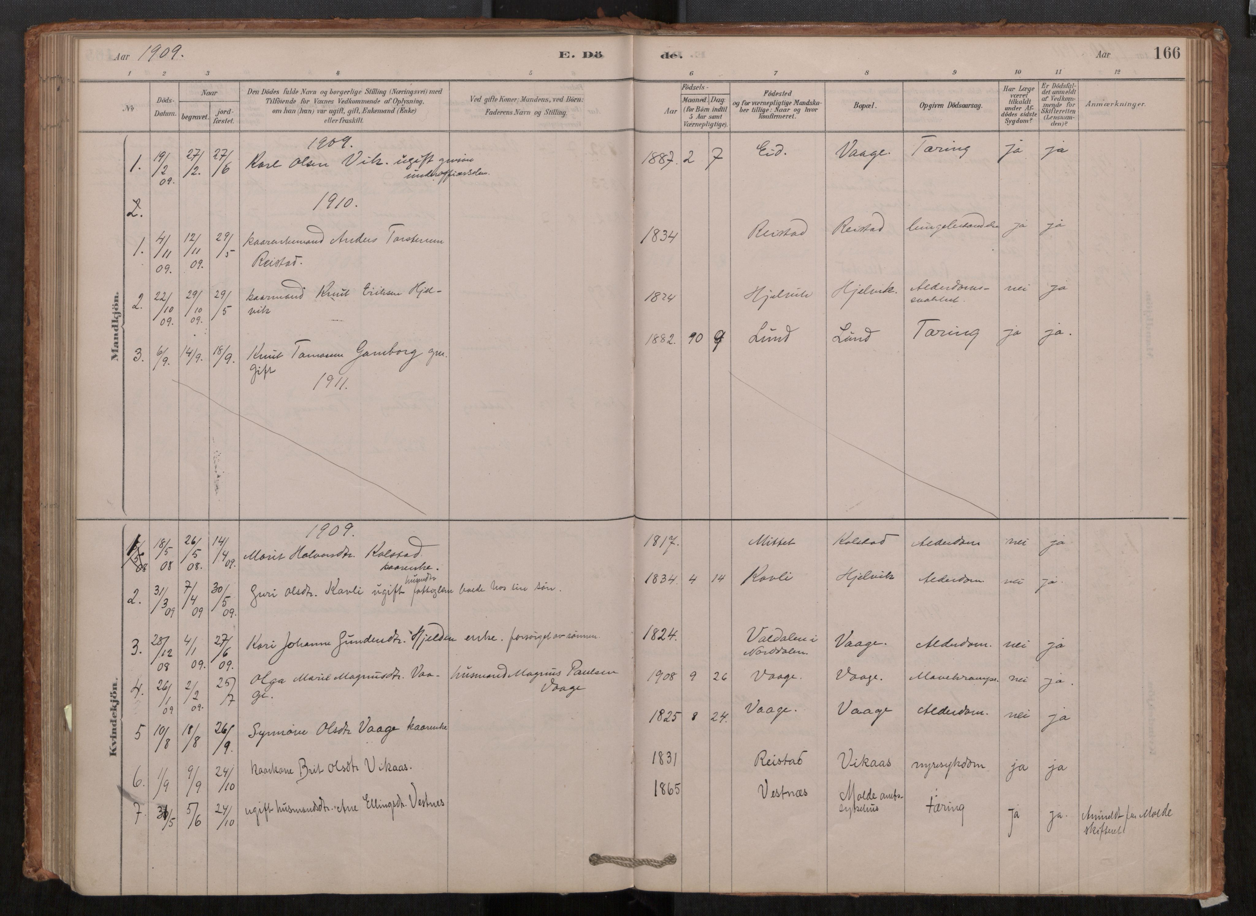 Ministerialprotokoller, klokkerbøker og fødselsregistre - Møre og Romsdal, AV/SAT-A-1454/550/L0621: Parish register (official) no. 550A01, 1878-1915, p. 166