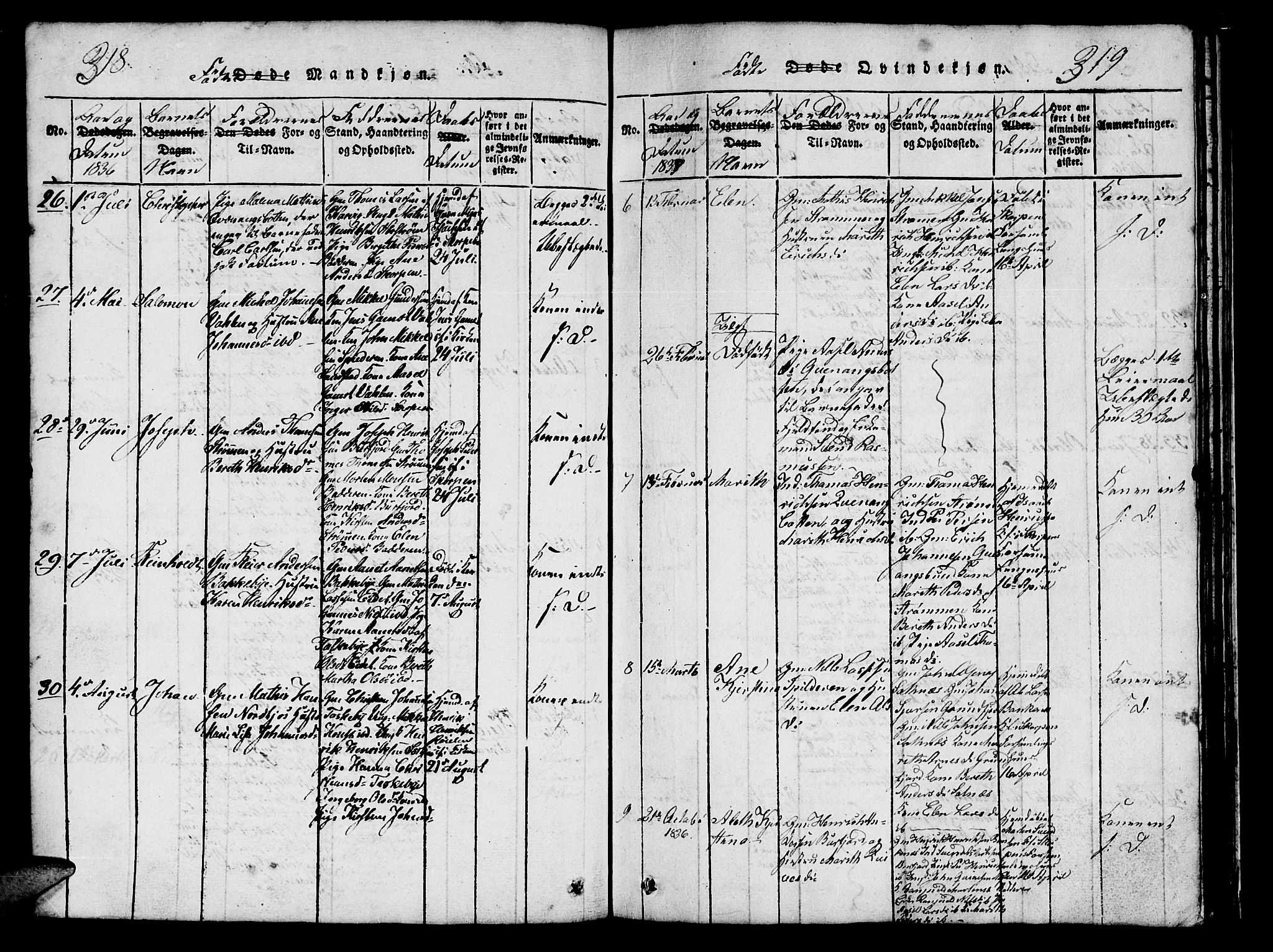 Skjervøy sokneprestkontor, AV/SATØ-S-1300/H/Ha/Hab/L0001klokker: Parish register (copy) no. 1, 1825-1838, p. 318-319