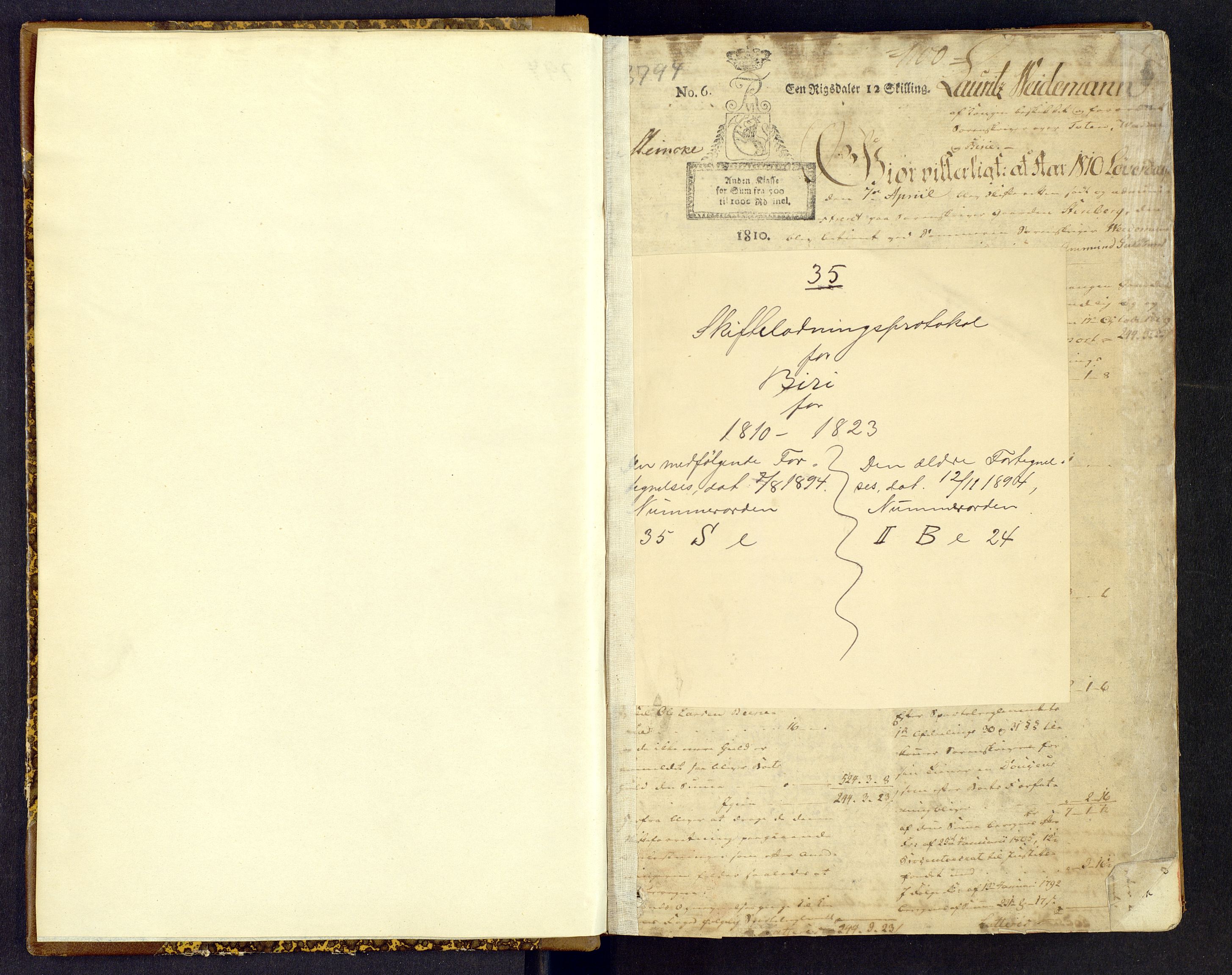 Toten tingrett, SAH/TING-006/J/Jb/L0001: Skifte- og registreringsprotokoll - Biri, 1810-1823