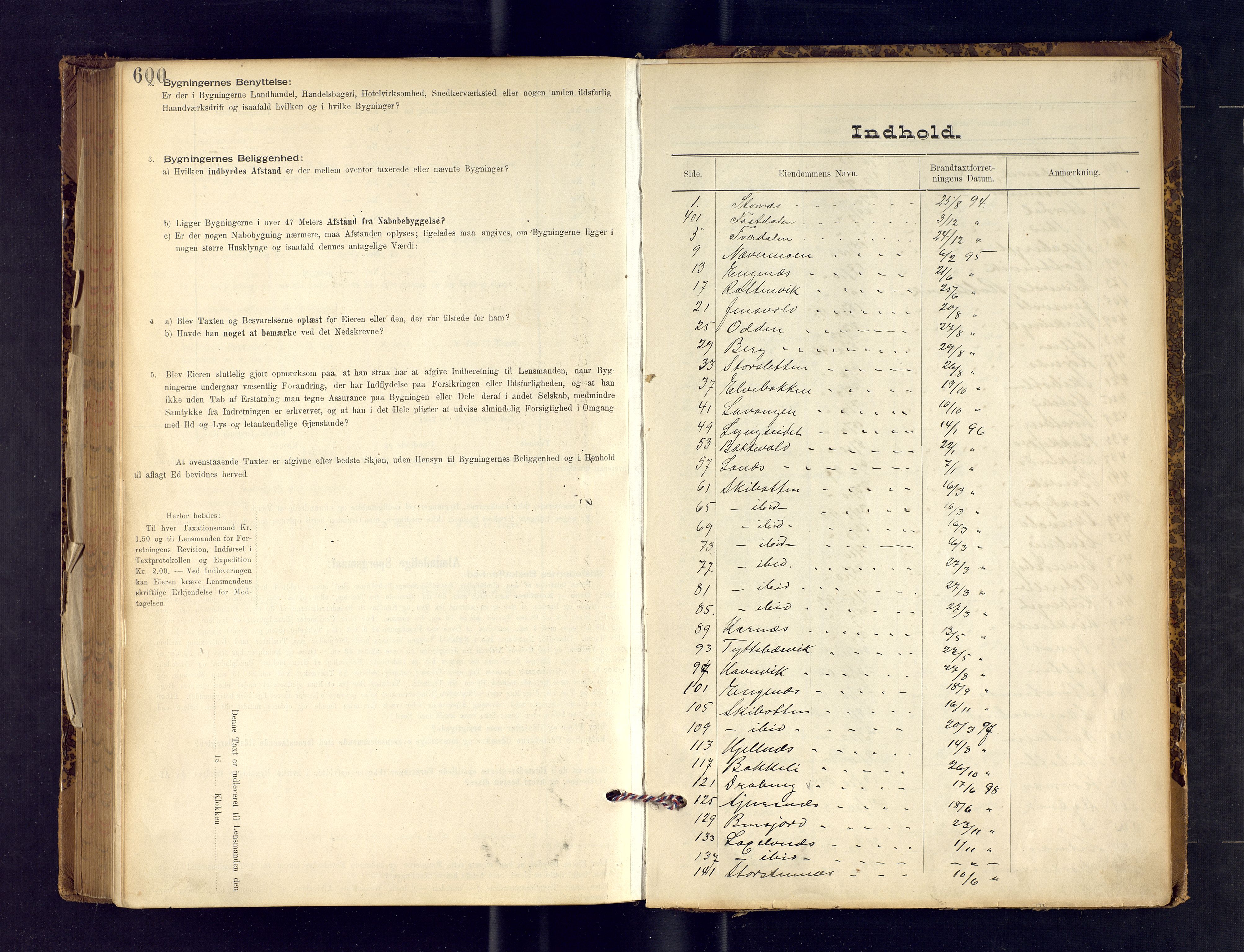 Lyngen lensmannskontor, AV/SATØ-SATO-99/F/Fm/Fmb/L0115: Branntakstprotokoller, 1894-1905