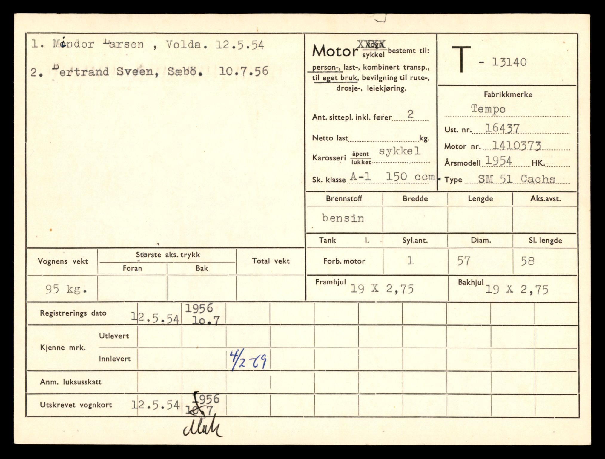 Møre og Romsdal vegkontor - Ålesund trafikkstasjon, AV/SAT-A-4099/F/Fe/L0037: Registreringskort for kjøretøy T 13031 - T 13179, 1927-1998, p. 2147