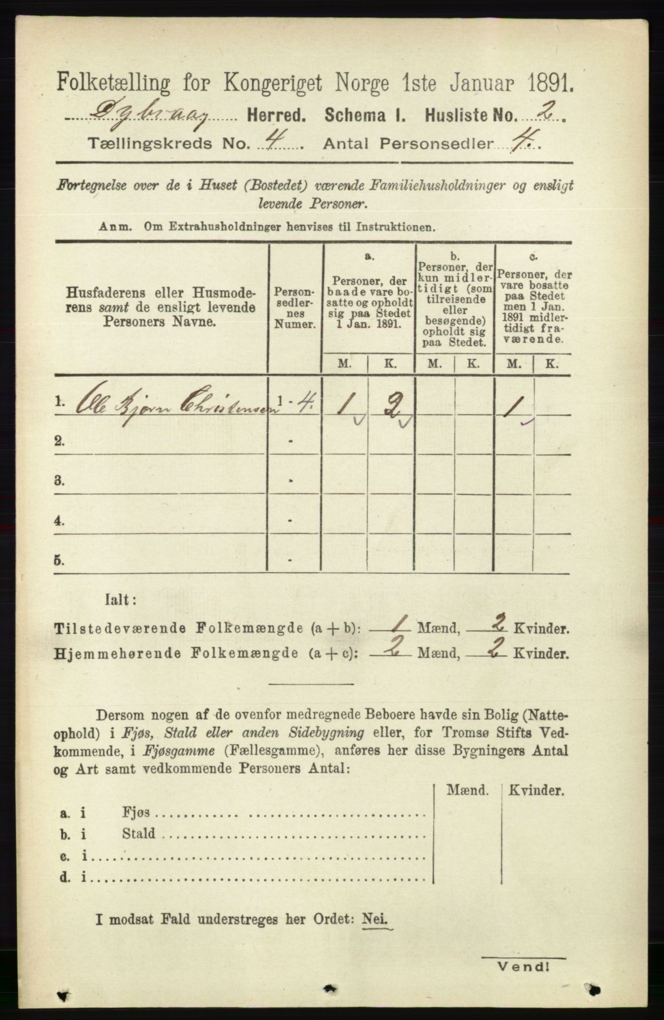 RA, 1891 census for 0915 Dypvåg, 1891, p. 967
