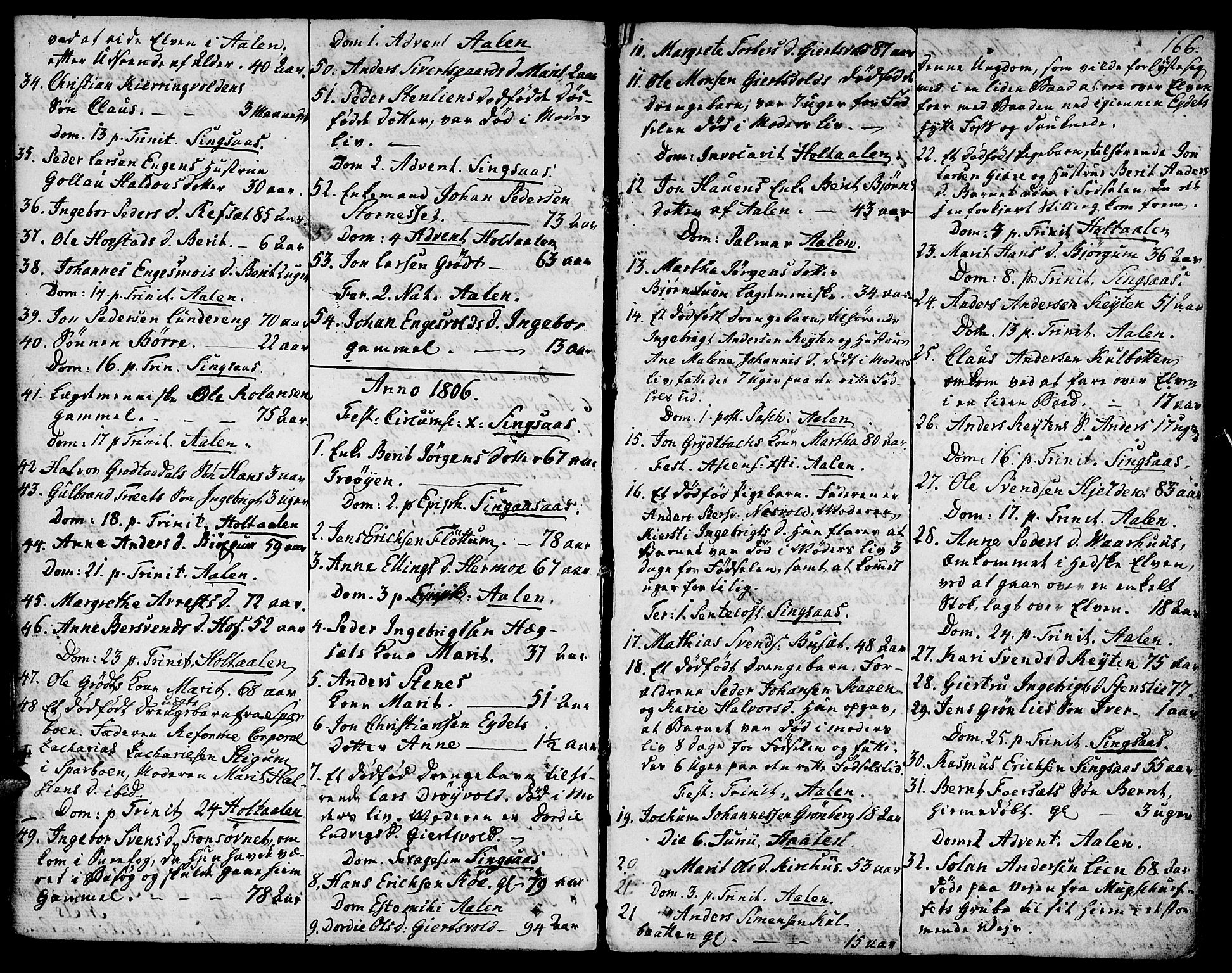 Ministerialprotokoller, klokkerbøker og fødselsregistre - Sør-Trøndelag, SAT/A-1456/685/L0953: Parish register (official) no. 685A02, 1805-1816, p. 166