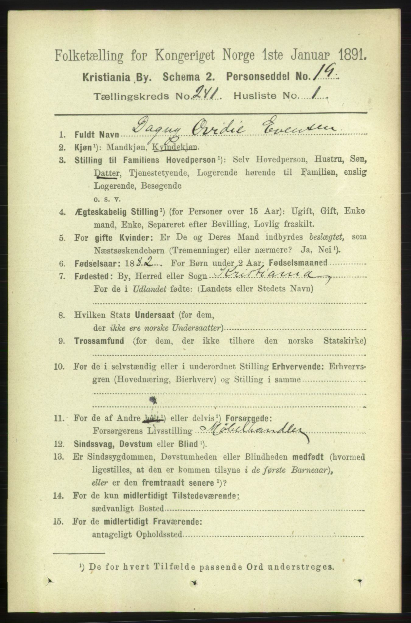 RA, 1891 census for 0301 Kristiania, 1891, p. 141602
