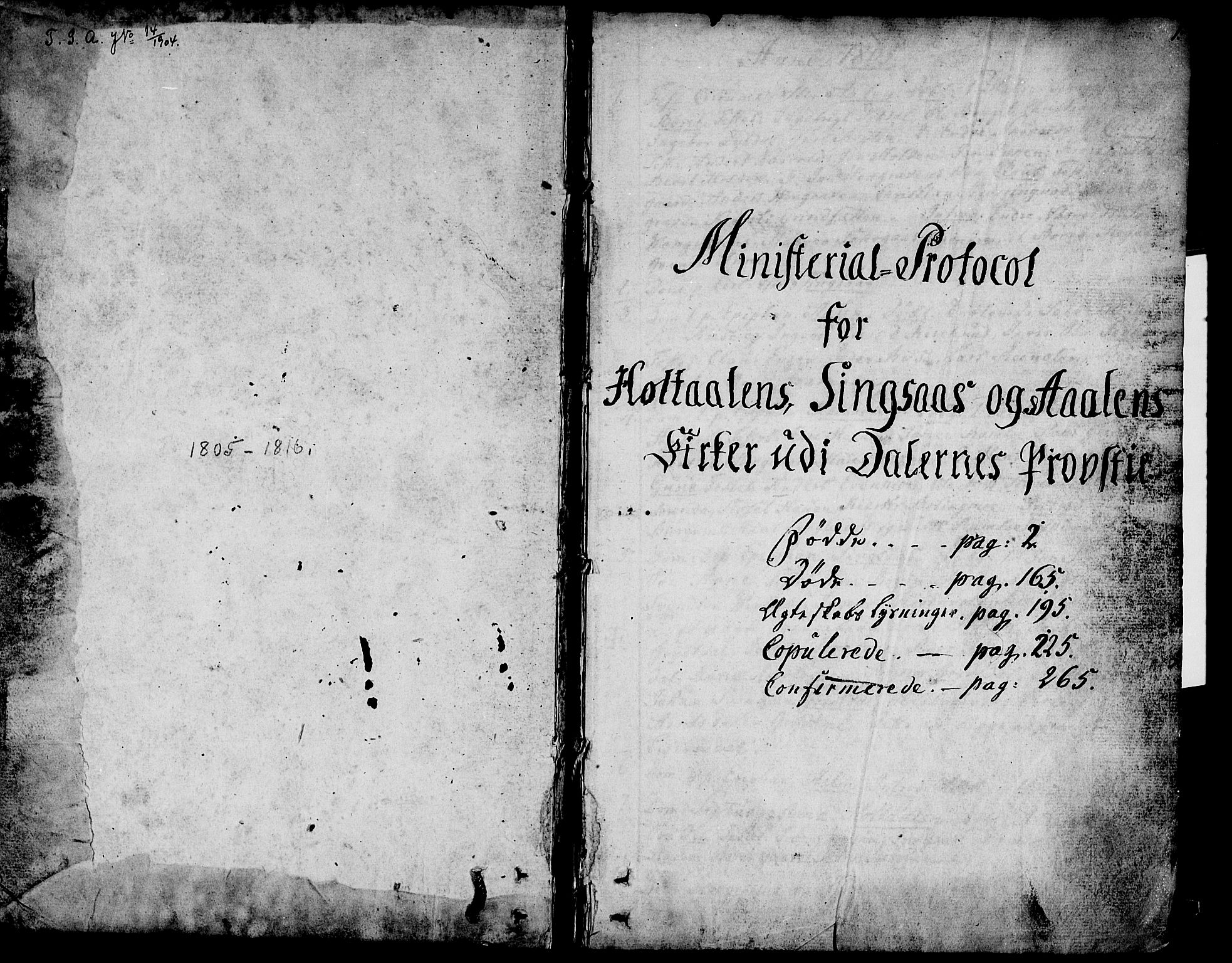 Ministerialprotokoller, klokkerbøker og fødselsregistre - Sør-Trøndelag, AV/SAT-A-1456/685/L0953: Parish register (official) no. 685A02, 1805-1816, p. 1
