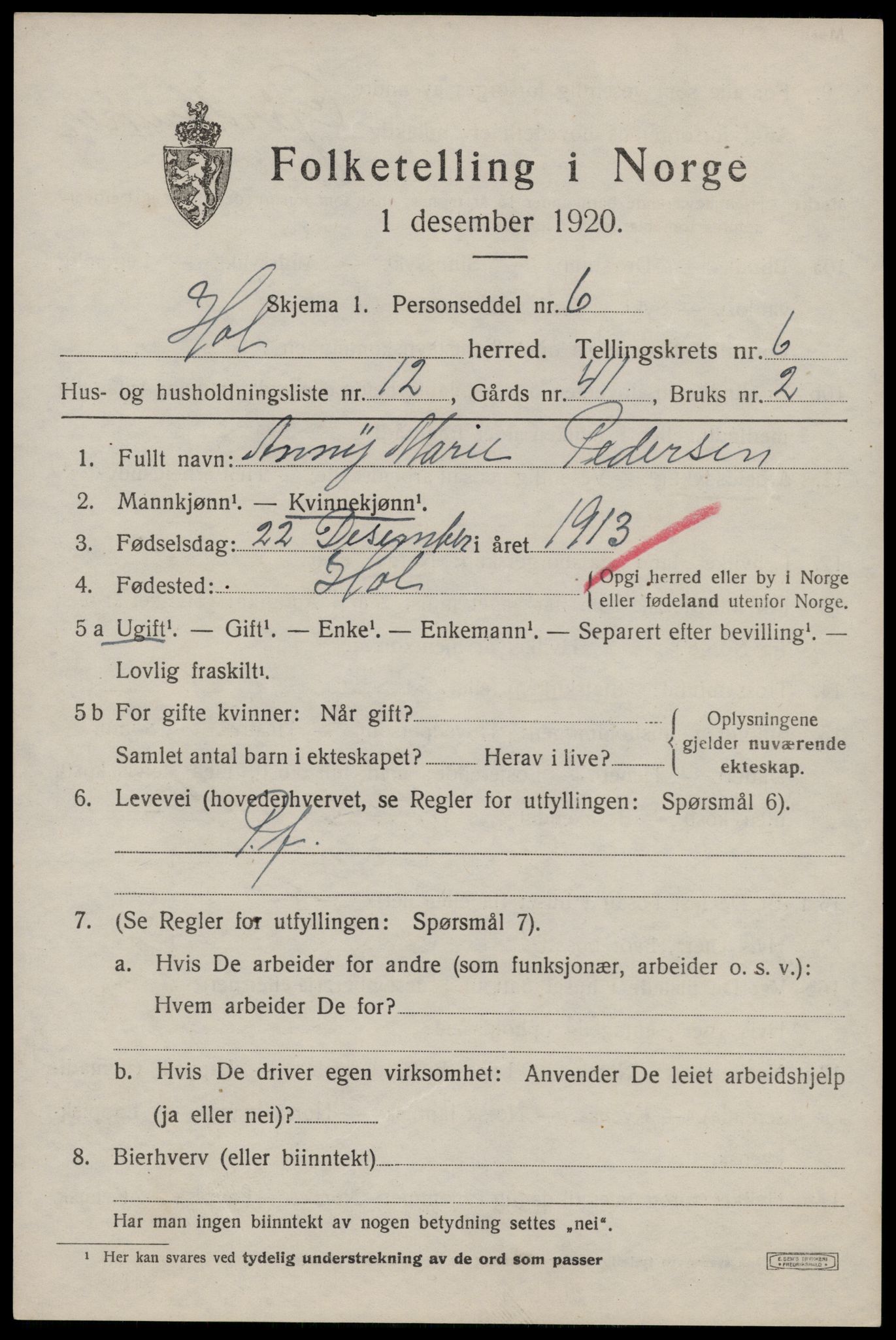 SAT, 1920 census for Hol, 1920, p. 4729