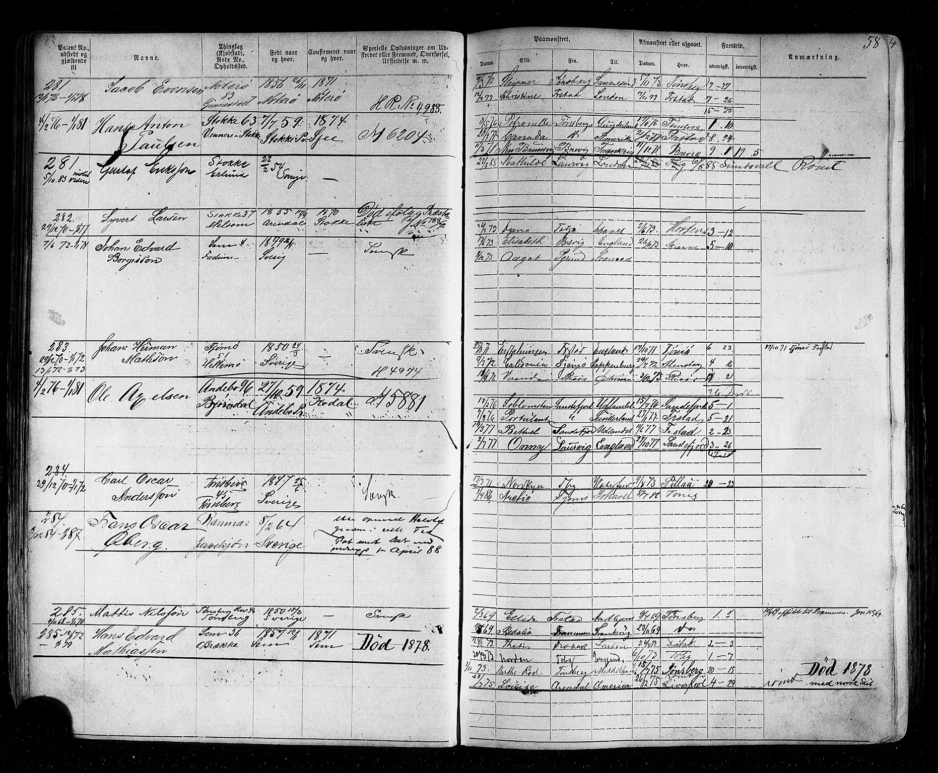 Tønsberg innrulleringskontor, SAKO/A-786/F/Fb/L0002: Annotasjonsrulle Patent nr. 1-2635, 1869-1877, p. 71