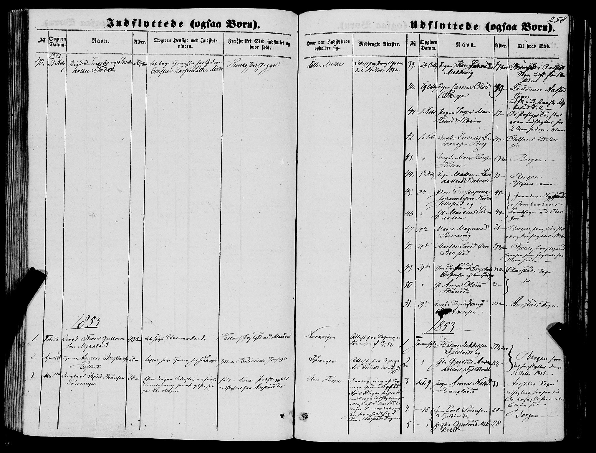 Fana Sokneprestembete, SAB/A-75101/H/Haa/Haaa/L0011: Parish register (official) no. A 11, 1851-1862, p. 258