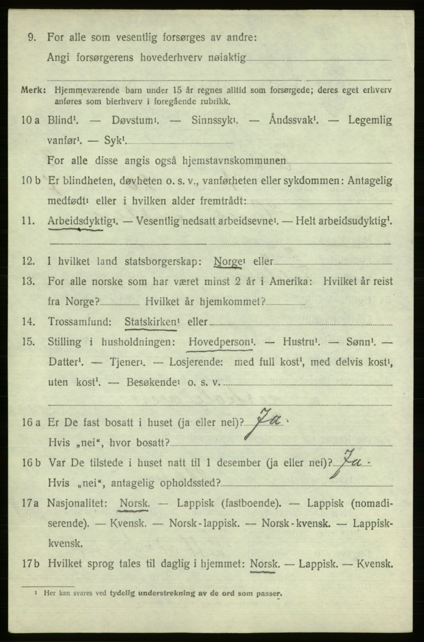SATØ, 1920 census for Alta, 1920, p. 2274
