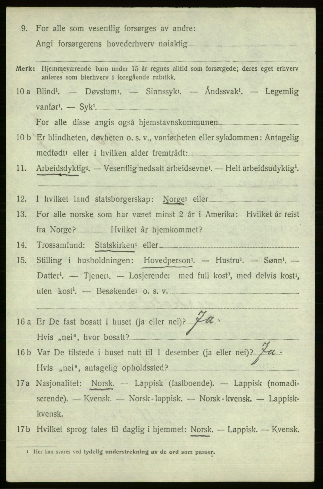 SATØ, 1920 census for Alta, 1920, p. 2274