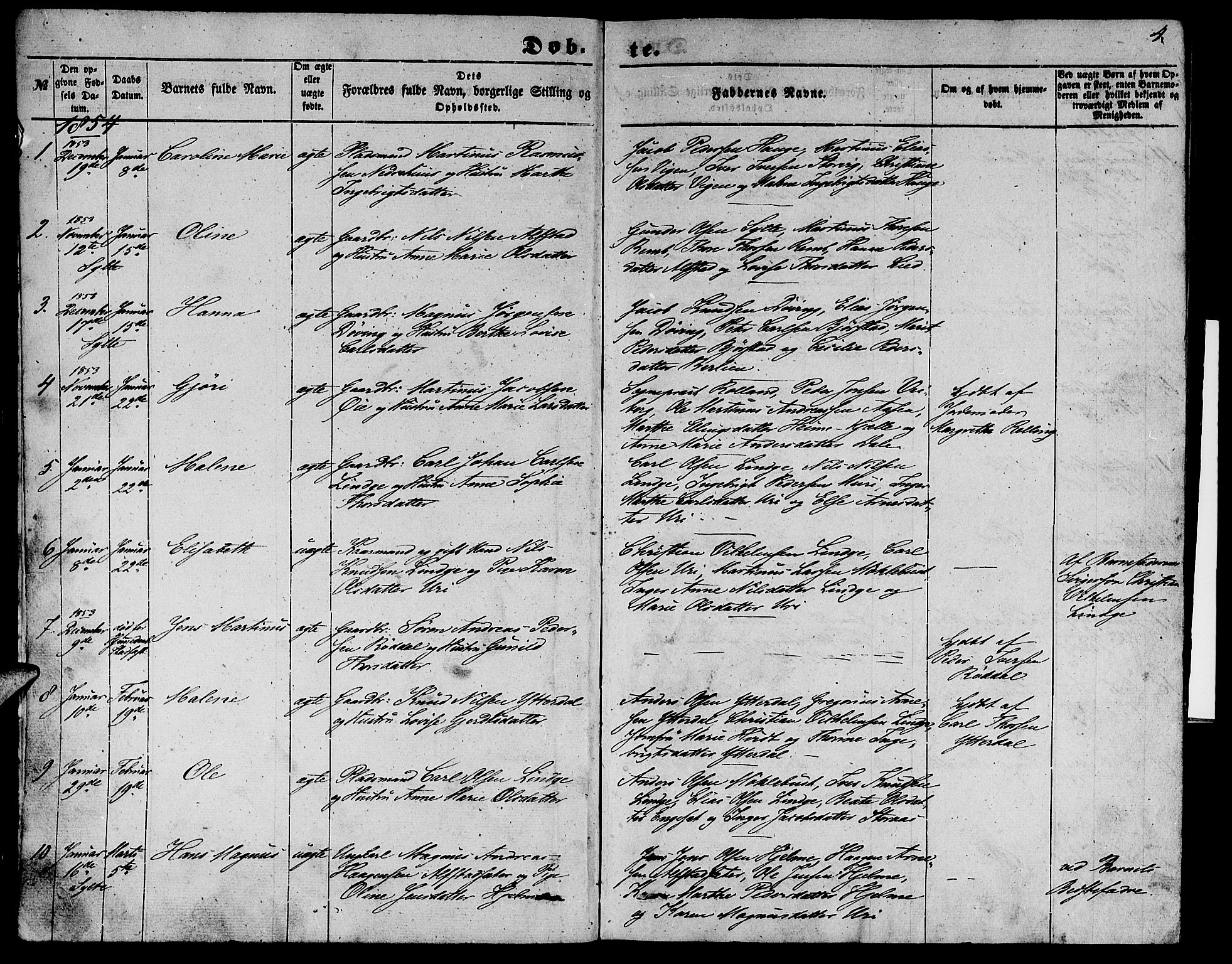 Ministerialprotokoller, klokkerbøker og fødselsregistre - Møre og Romsdal, AV/SAT-A-1454/519/L0261: Parish register (copy) no. 519C02, 1854-1867, p. 4